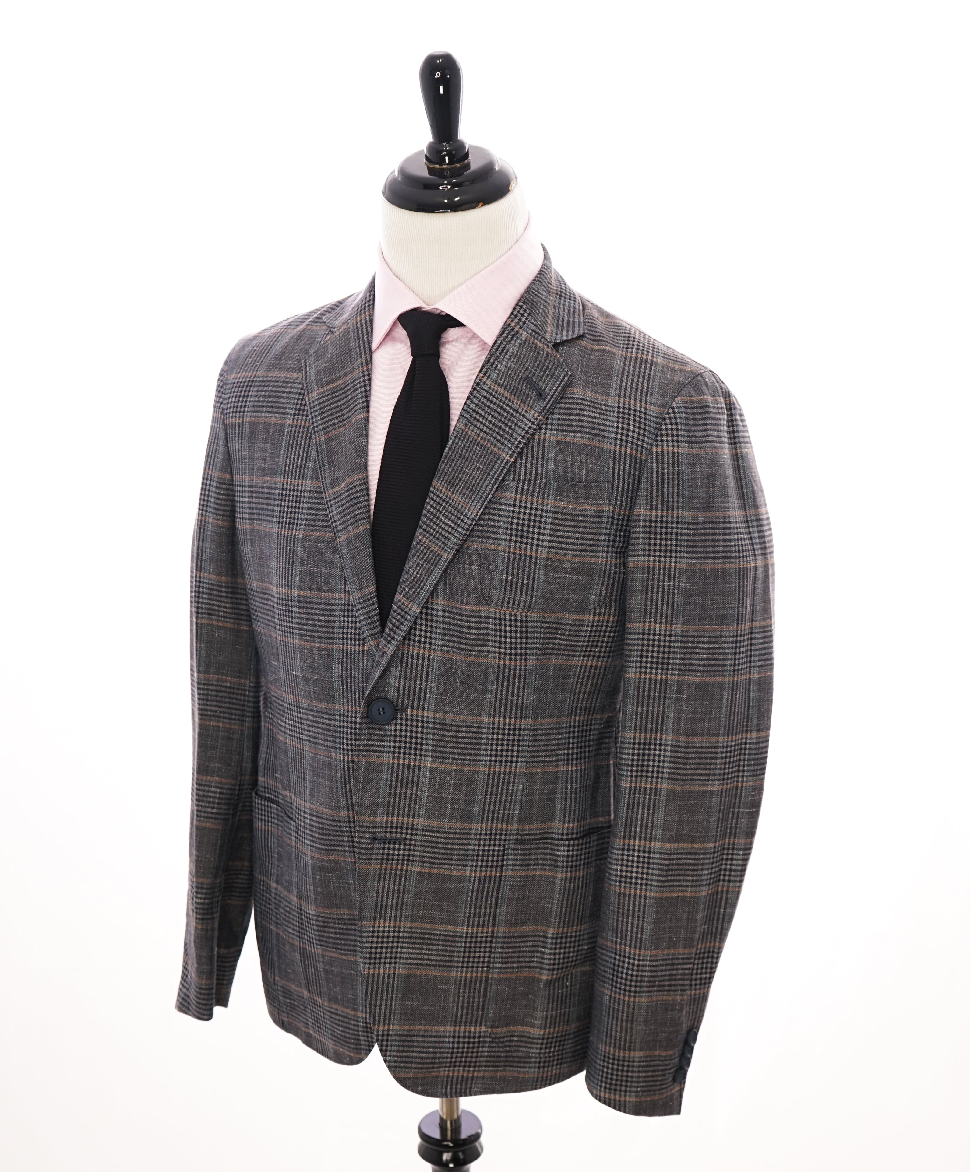 GIORGIO ARMANI - “UPTON” Wool/Silk/Linen Bold Glen Plaid Check Blazer -  42S