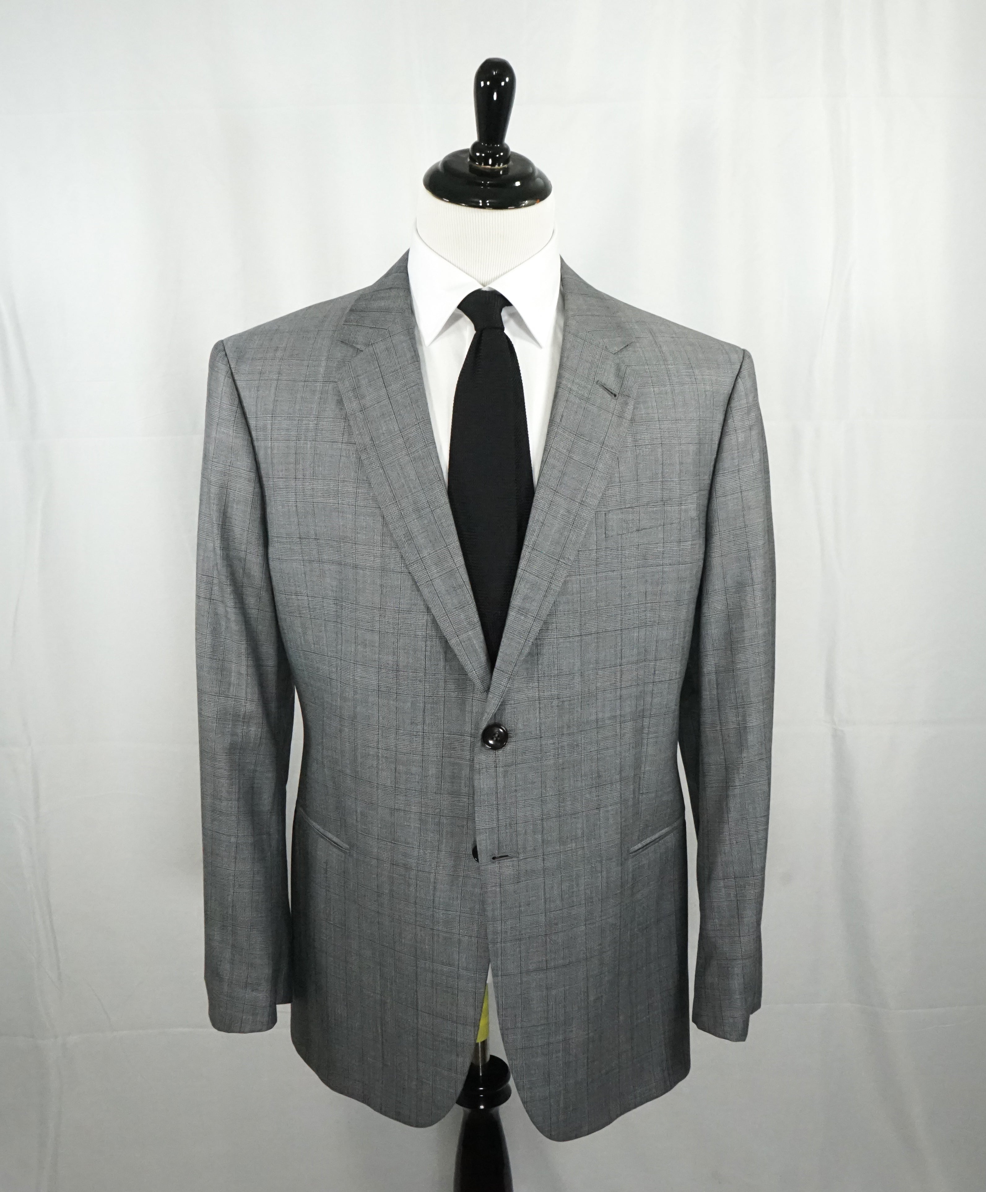 GIORGIO ARMANI - “TAYLOR” Gray Prince of Wales Check Wool/Silk  - 58R