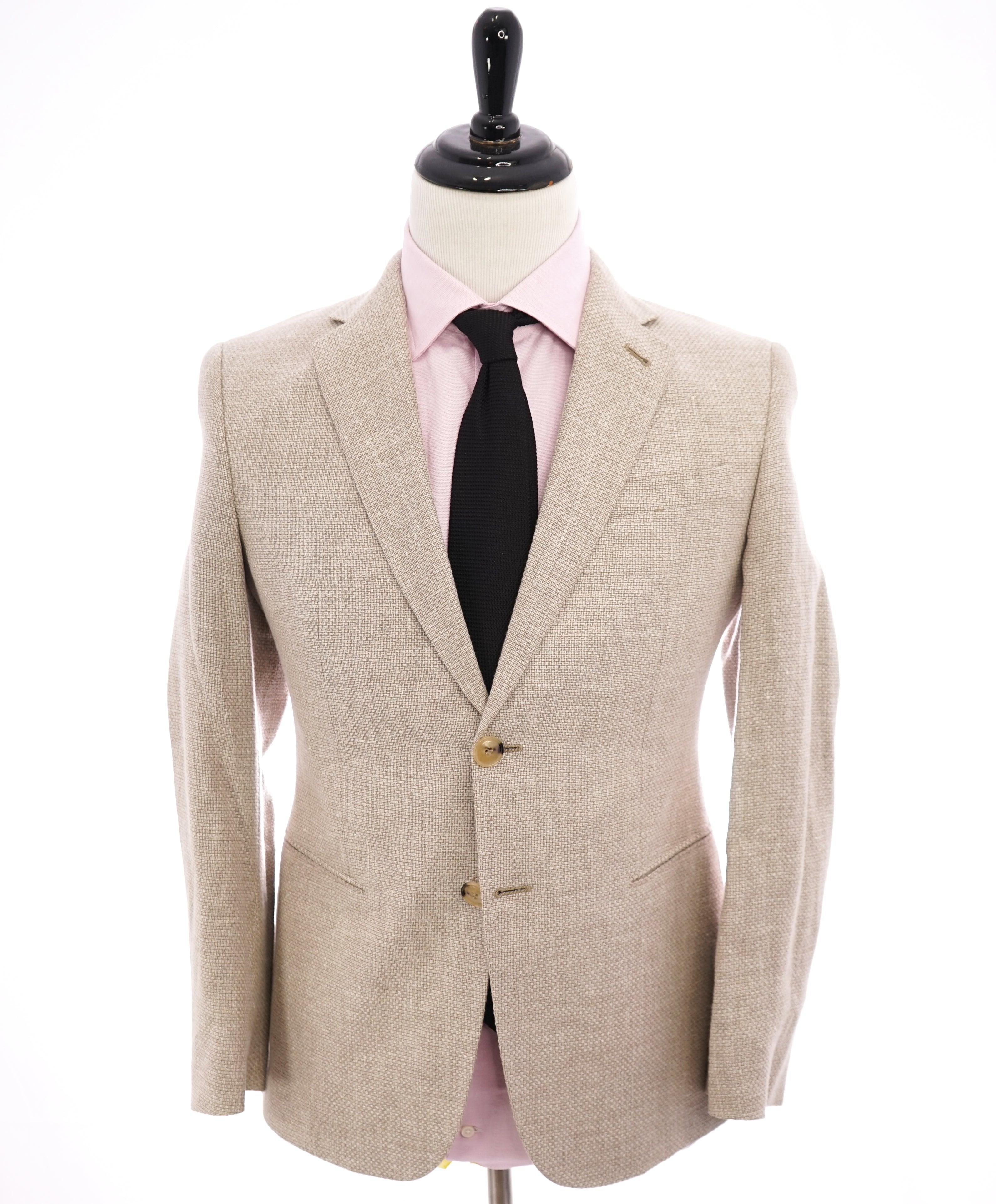 GIORGIO ARMANI - “Taylor” Wool/Silk/Linen Bold Camel Check Weave Blazer - 36S