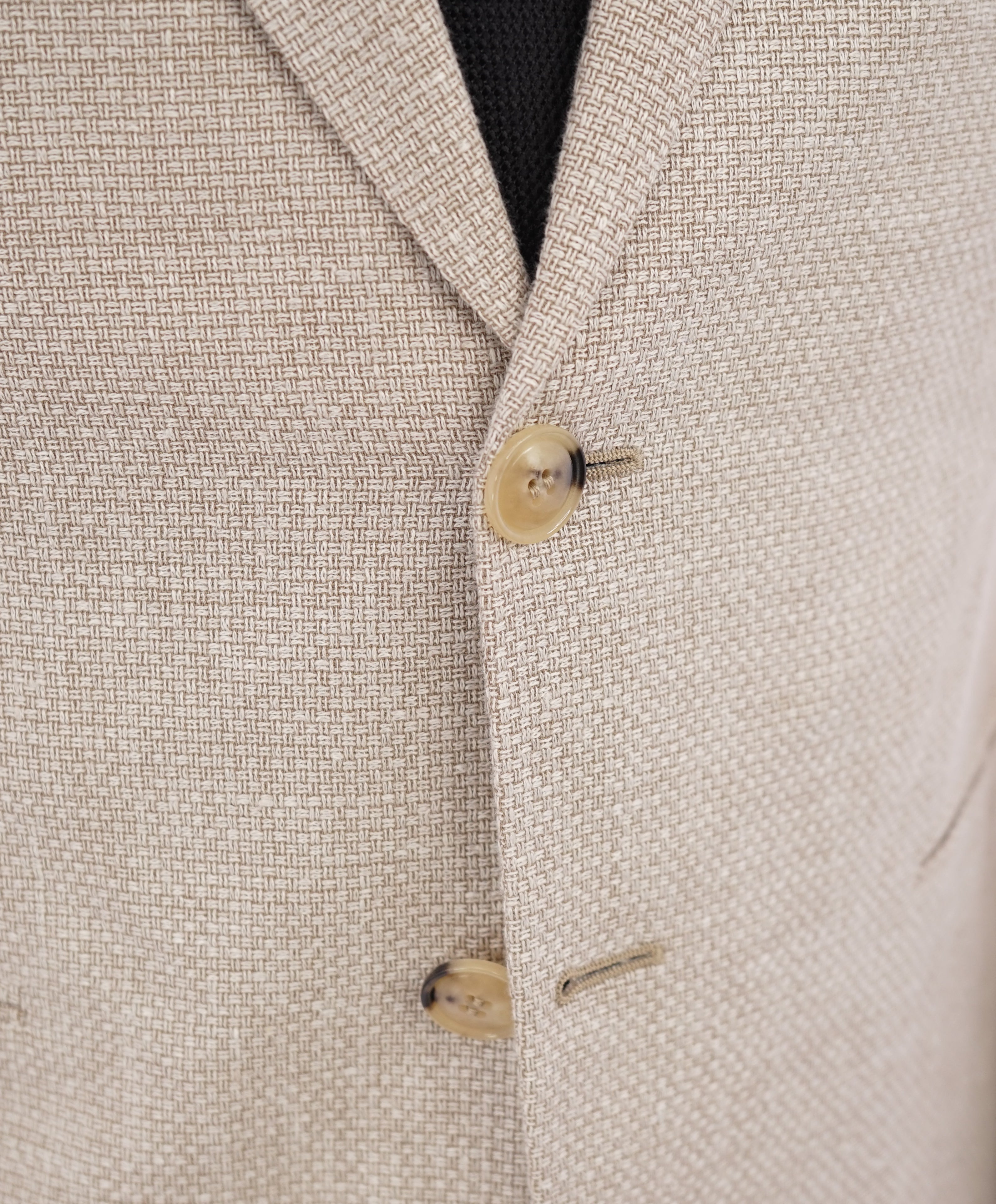 GIORGIO ARMANI - “Taylor” Wool/Silk/Linen Bold Camel Check Weave Blazer - 36S