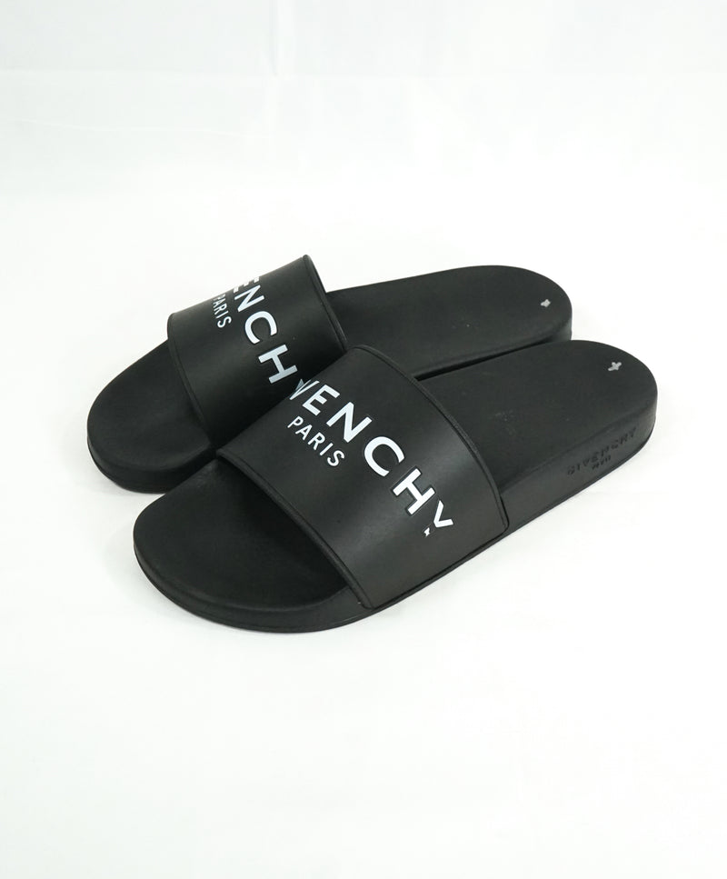 GIVENCHY - Iconic Black Monogram Logo Slides Sandals - 8