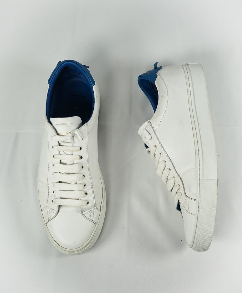 - - Logo – 9 Gold & Hanger “Knot” GIVENCHY Iconic Luxe Back Sneaker With White Blue