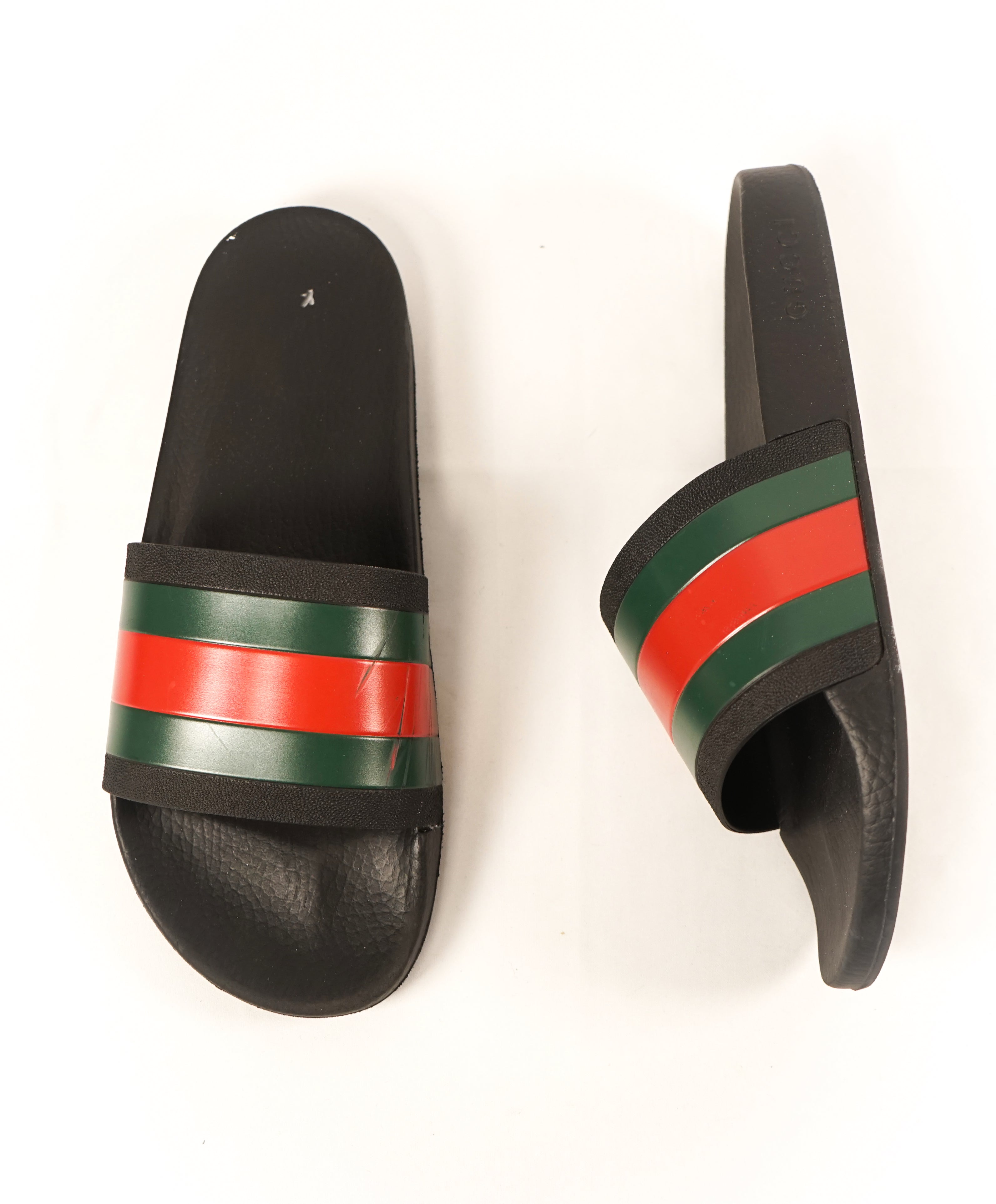 GUCCI - Iconic Green & Red Stripe Slides "72" Slippers - 11