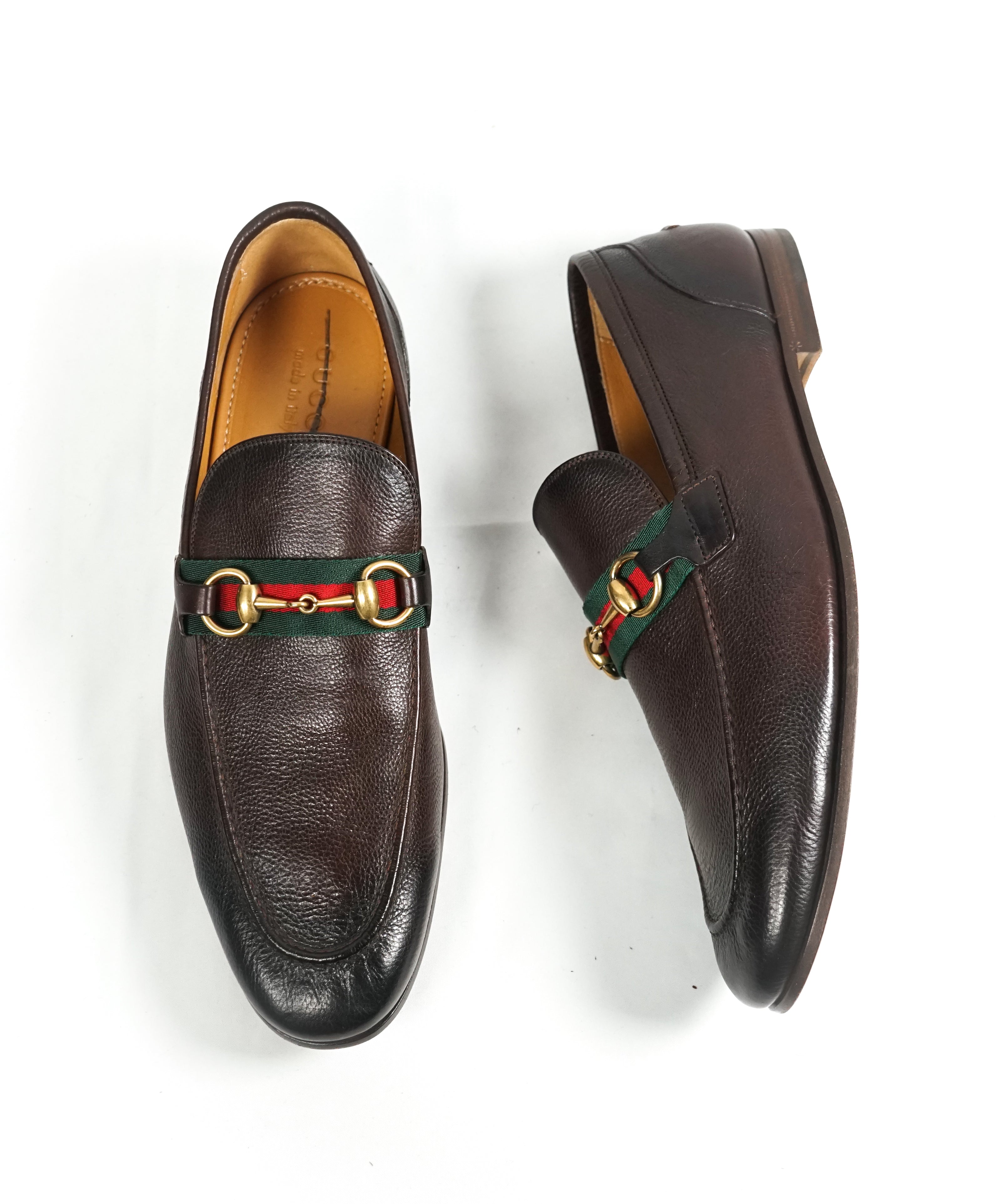 GUCCI - Iconic Green & Red Stripe Horsebit Loafers - 10