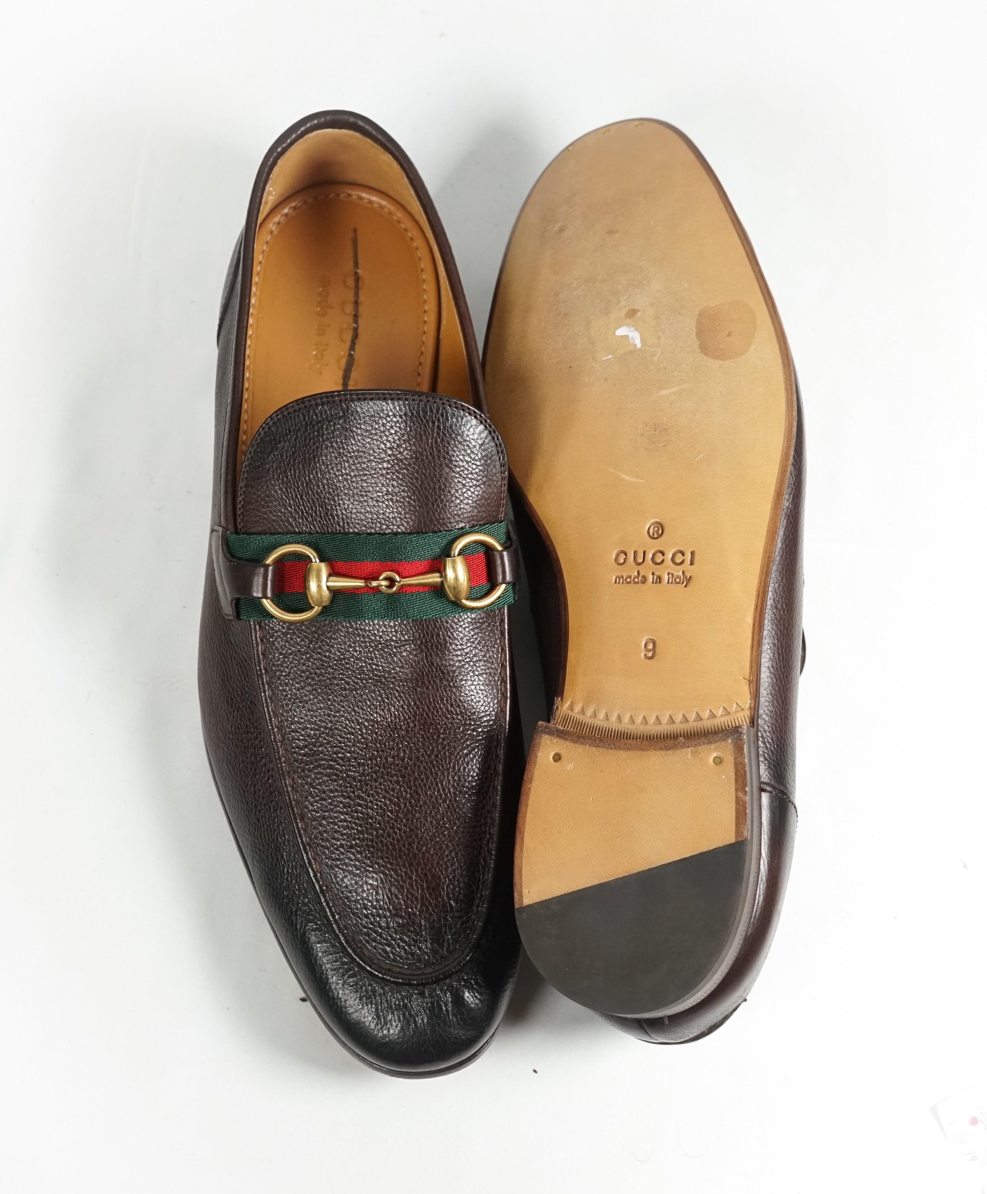 GUCCI - Iconic Green & Red Stripe Horsebit Loafers - 10