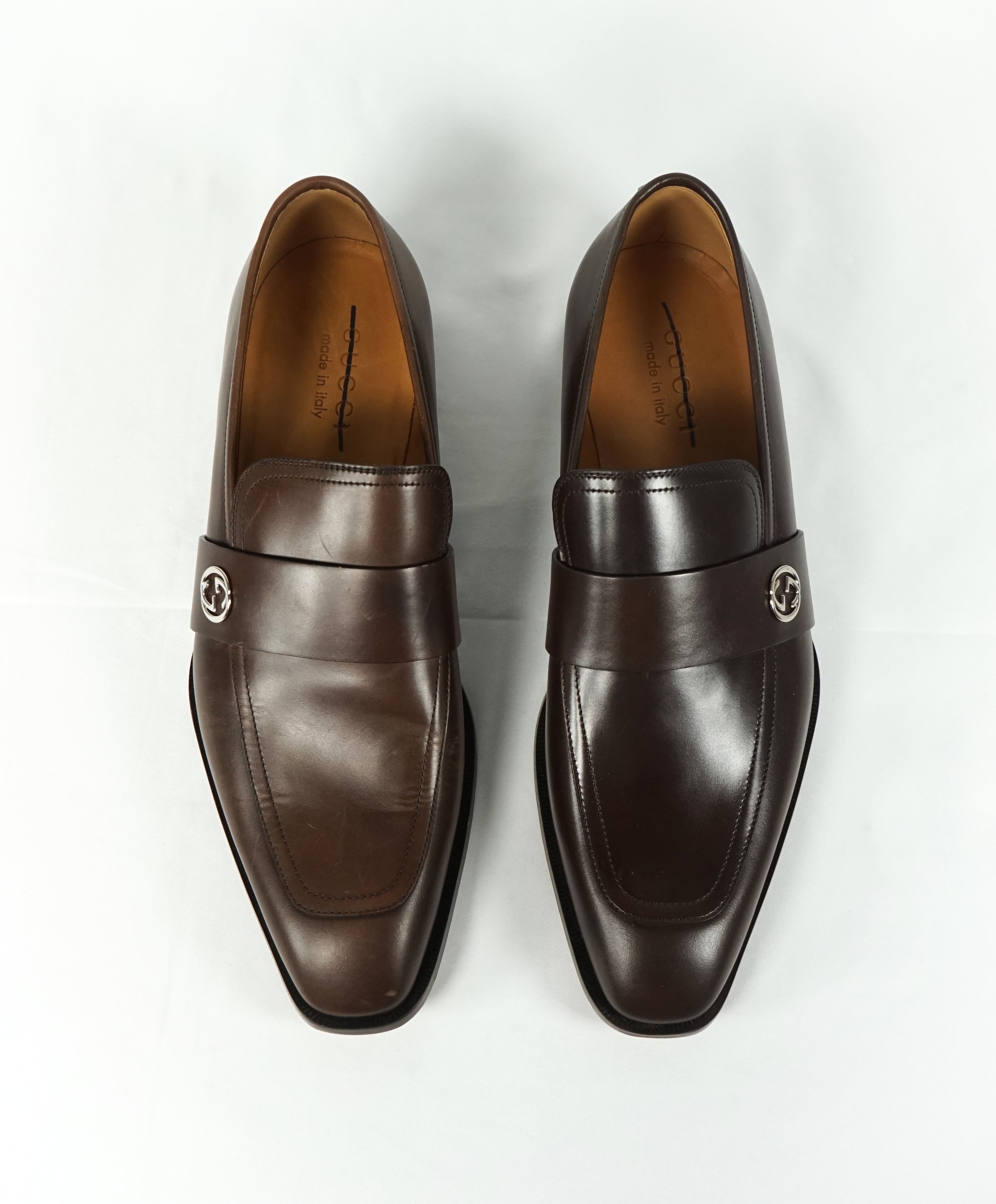 GUCCI - Broadwick Brown GG Logo Loafers - 8