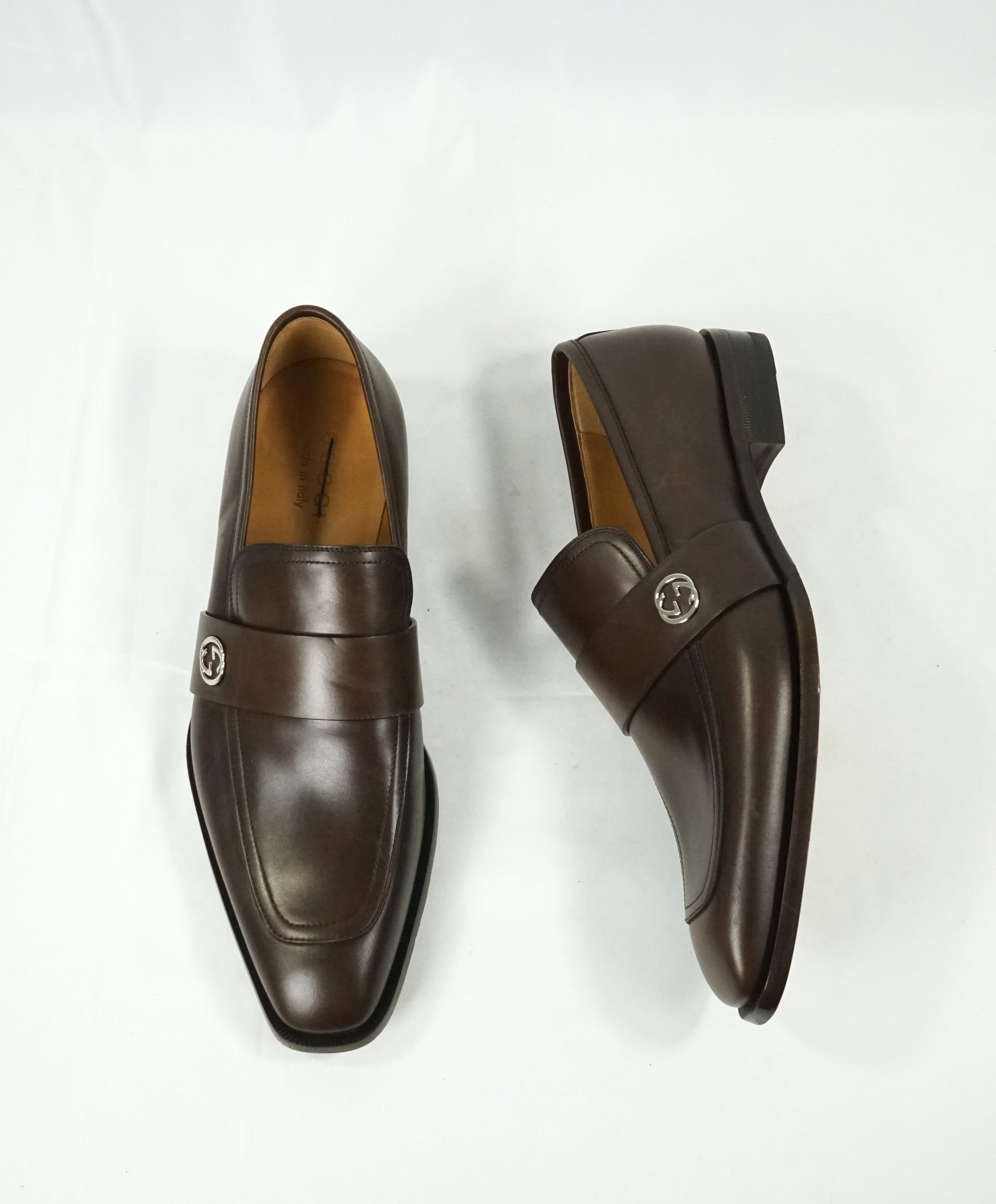 GUCCI - "Broadwick" Brown GG Logo Strap Loafers - 8