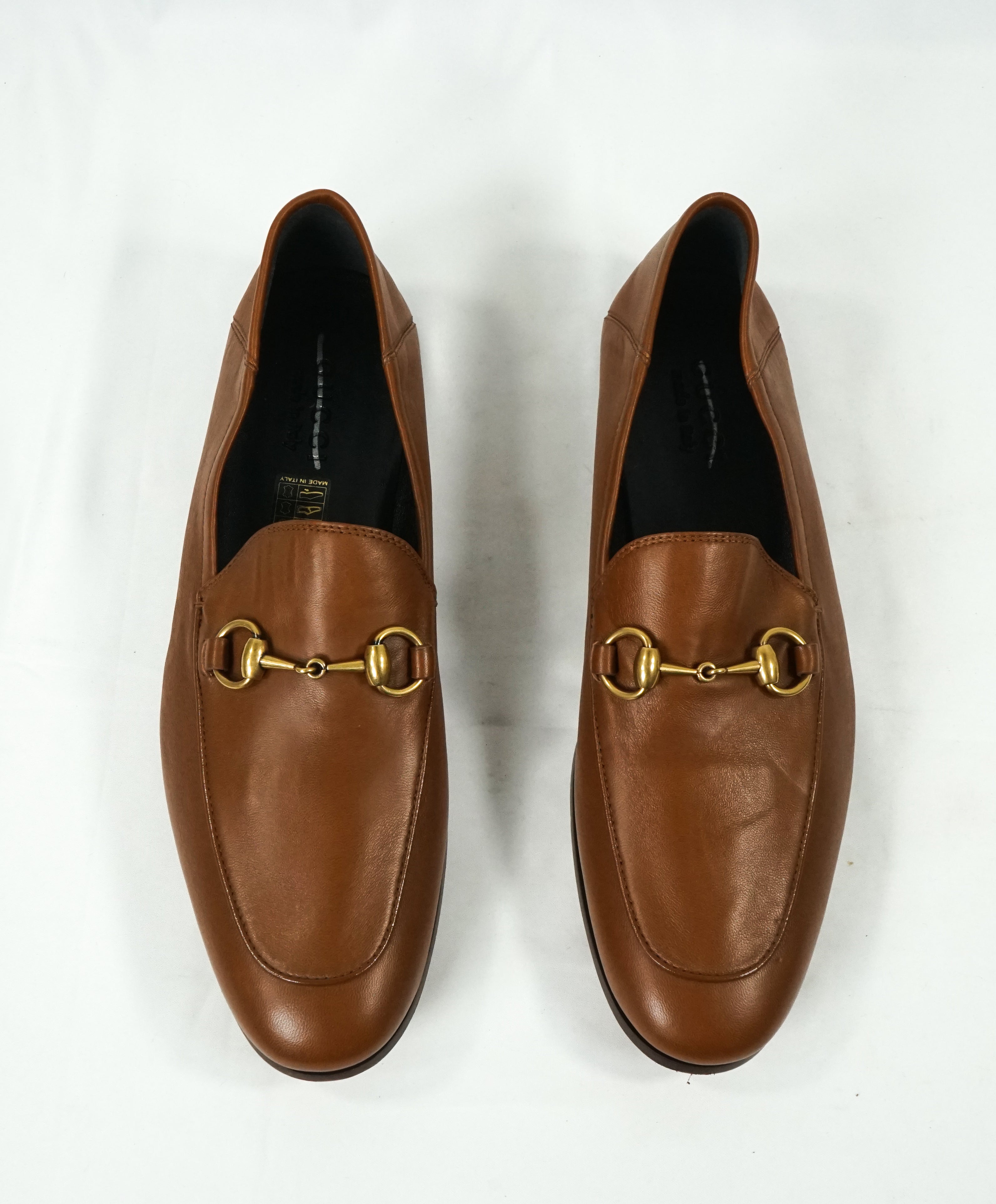 GUCCI - "Brixton" Horse-Bit Loafers Convertible Back Gold/Brown - 9 US