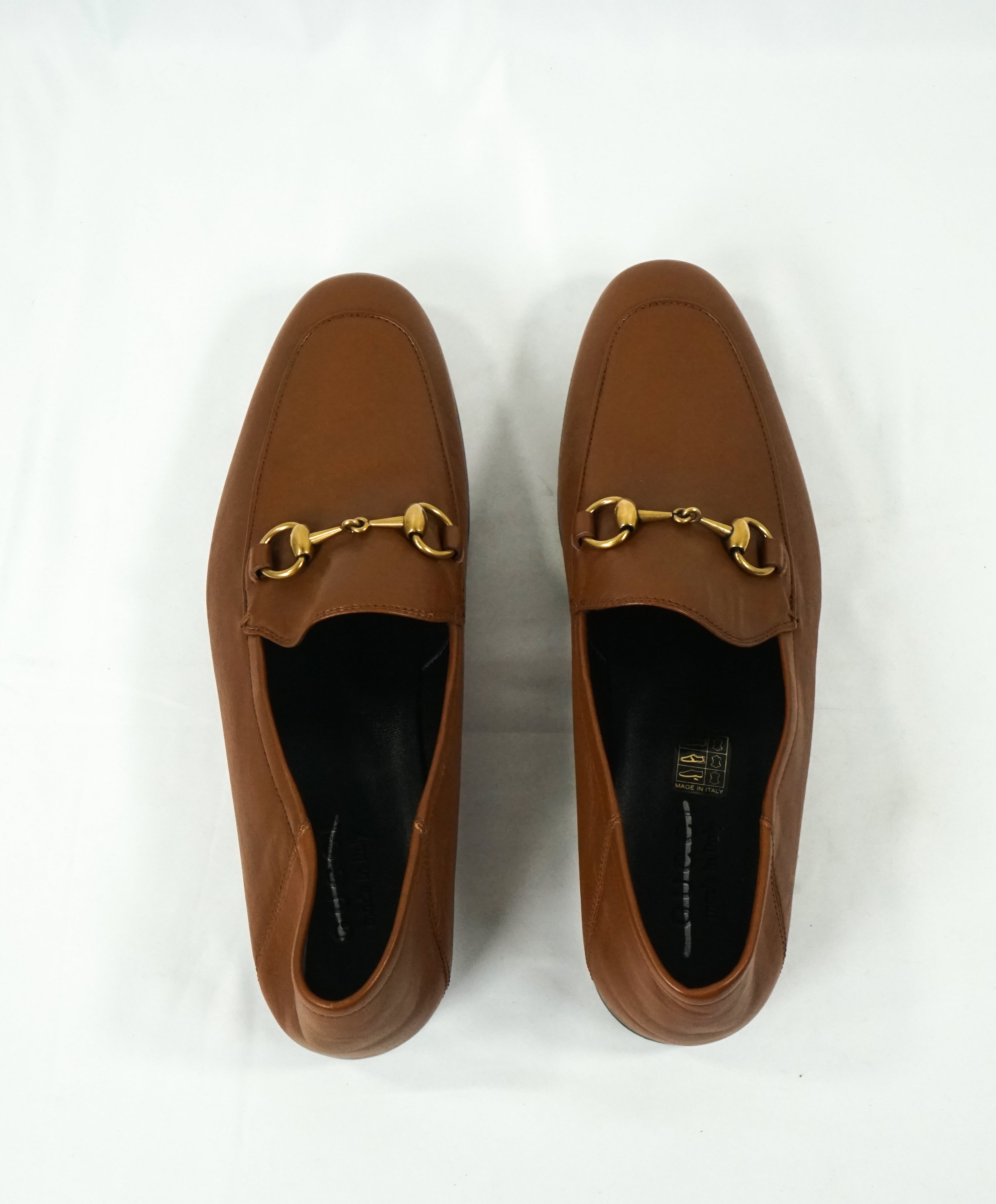 GUCCI - "Brixton" Horse-Bit Loafers Convertible Back Gold/Brown - 9 US