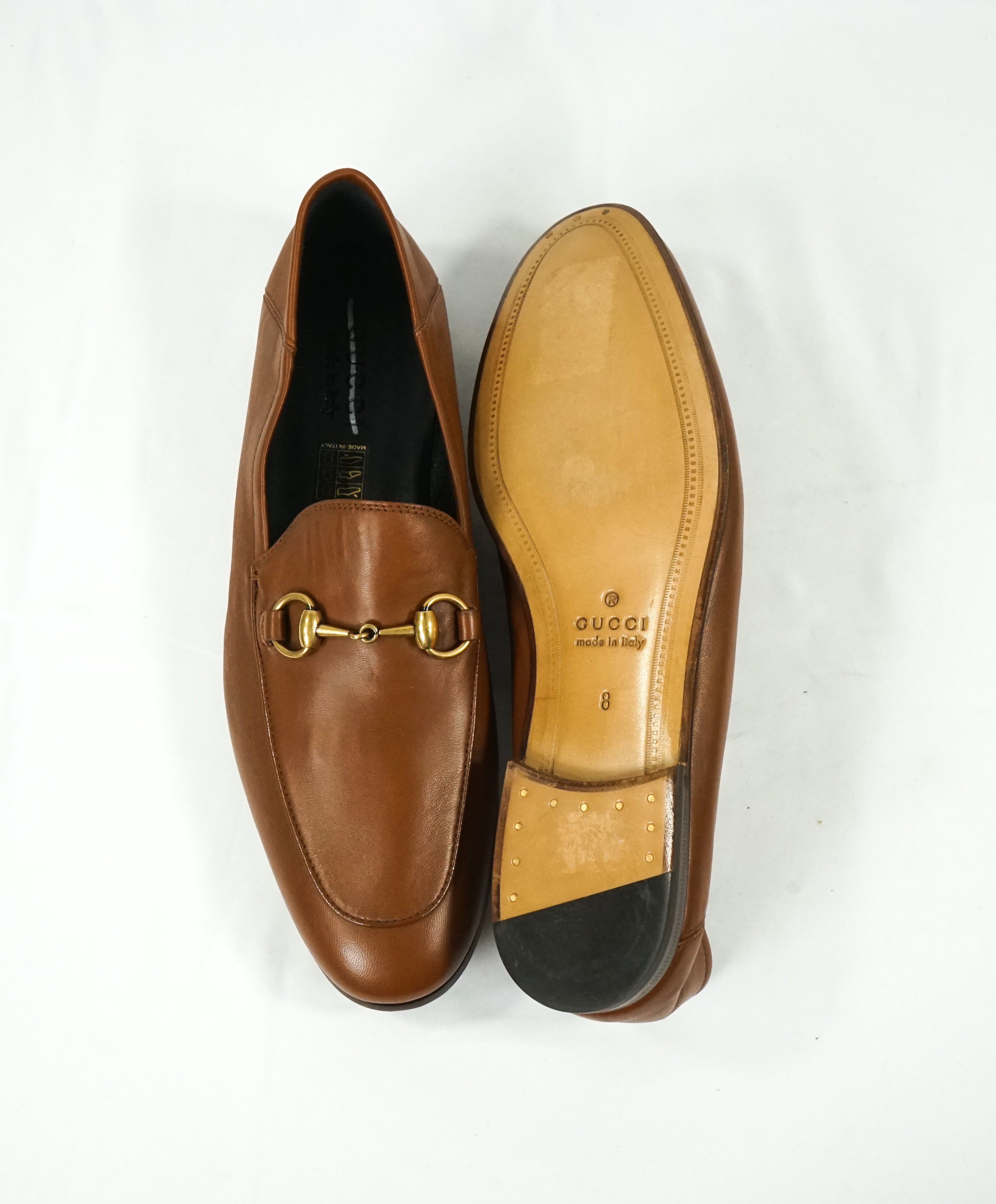 GUCCI - "Brixton" Horse-Bit Loafers Convertible Back Gold/Brown - 9 US