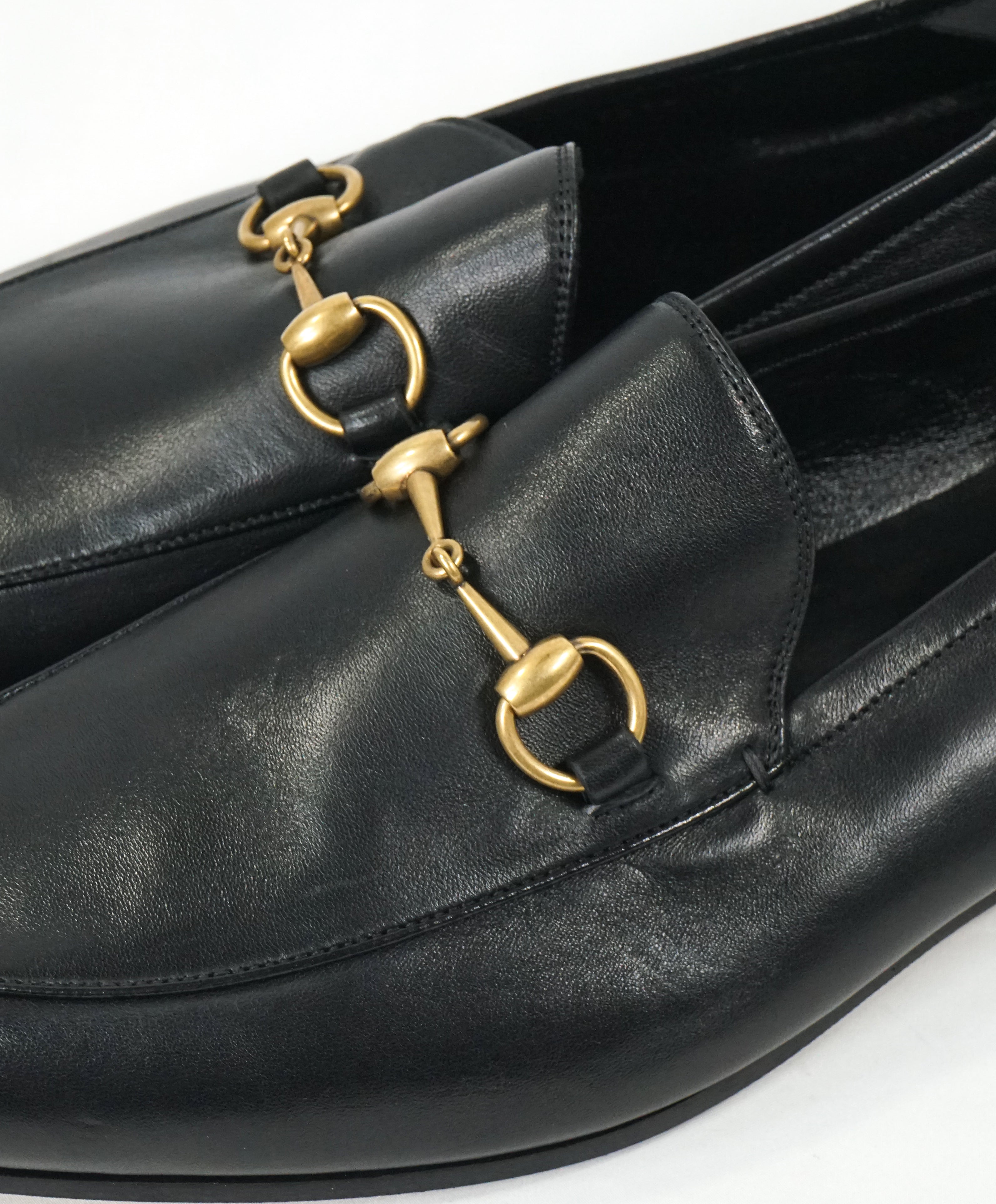 GUCCI - "Brixton" Horse-Bit Loafers Convertible Back Gold/Black - 13 US