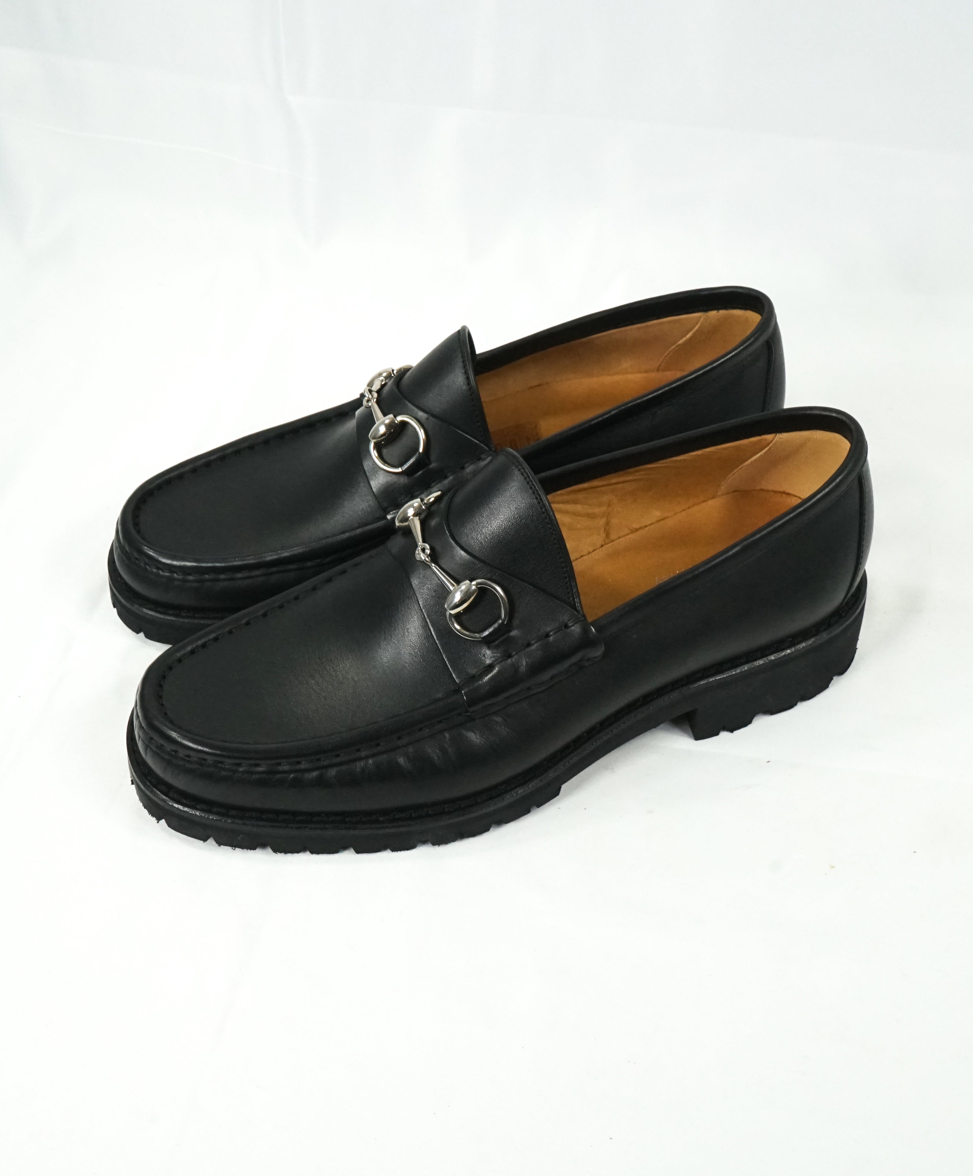 GUCCI - Horse-bit Lug Sole Loafers Black Iconic Style - 10