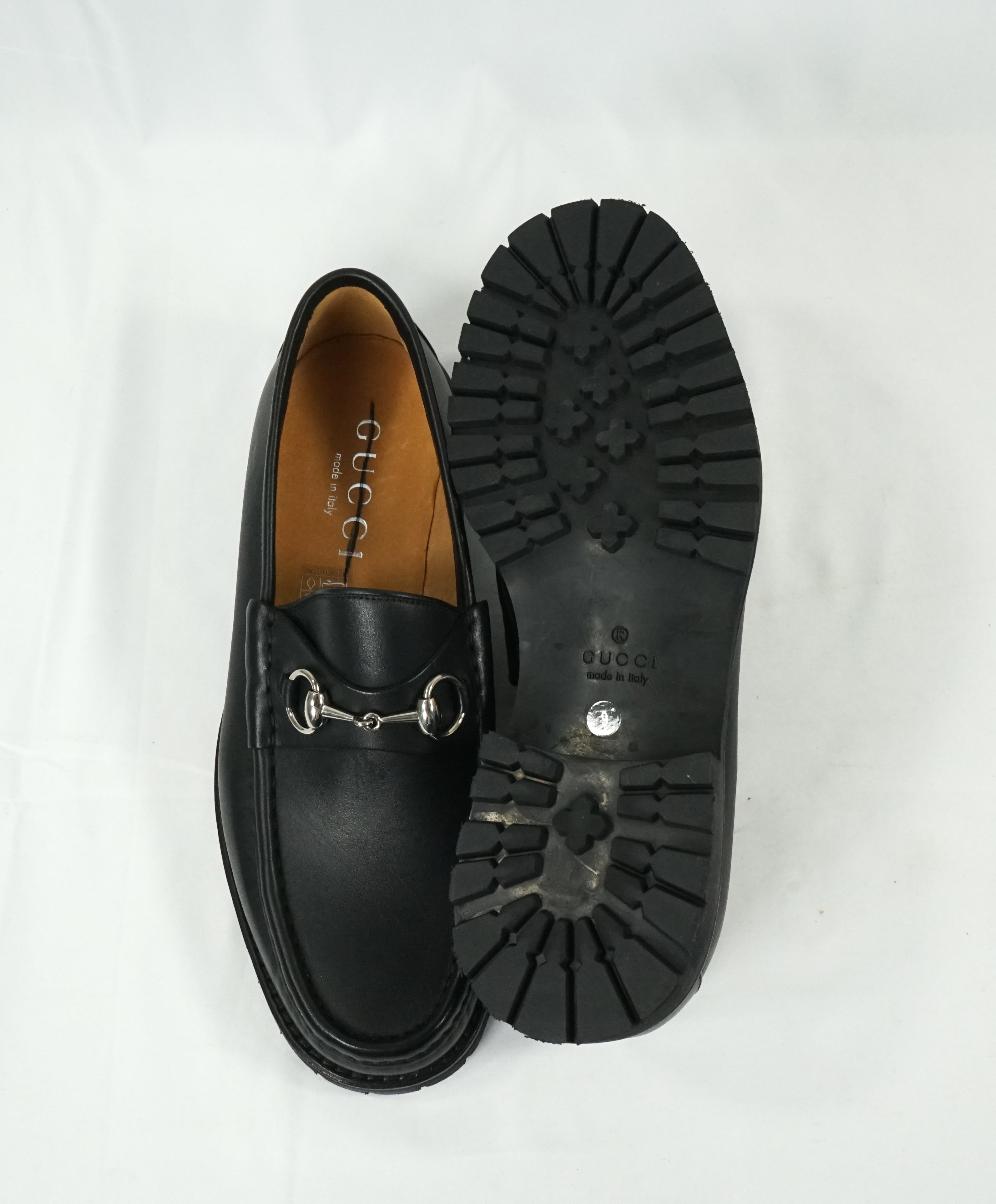 GUCCI - Horse-bit Lug Sole Loafers Black Iconic Style - 10