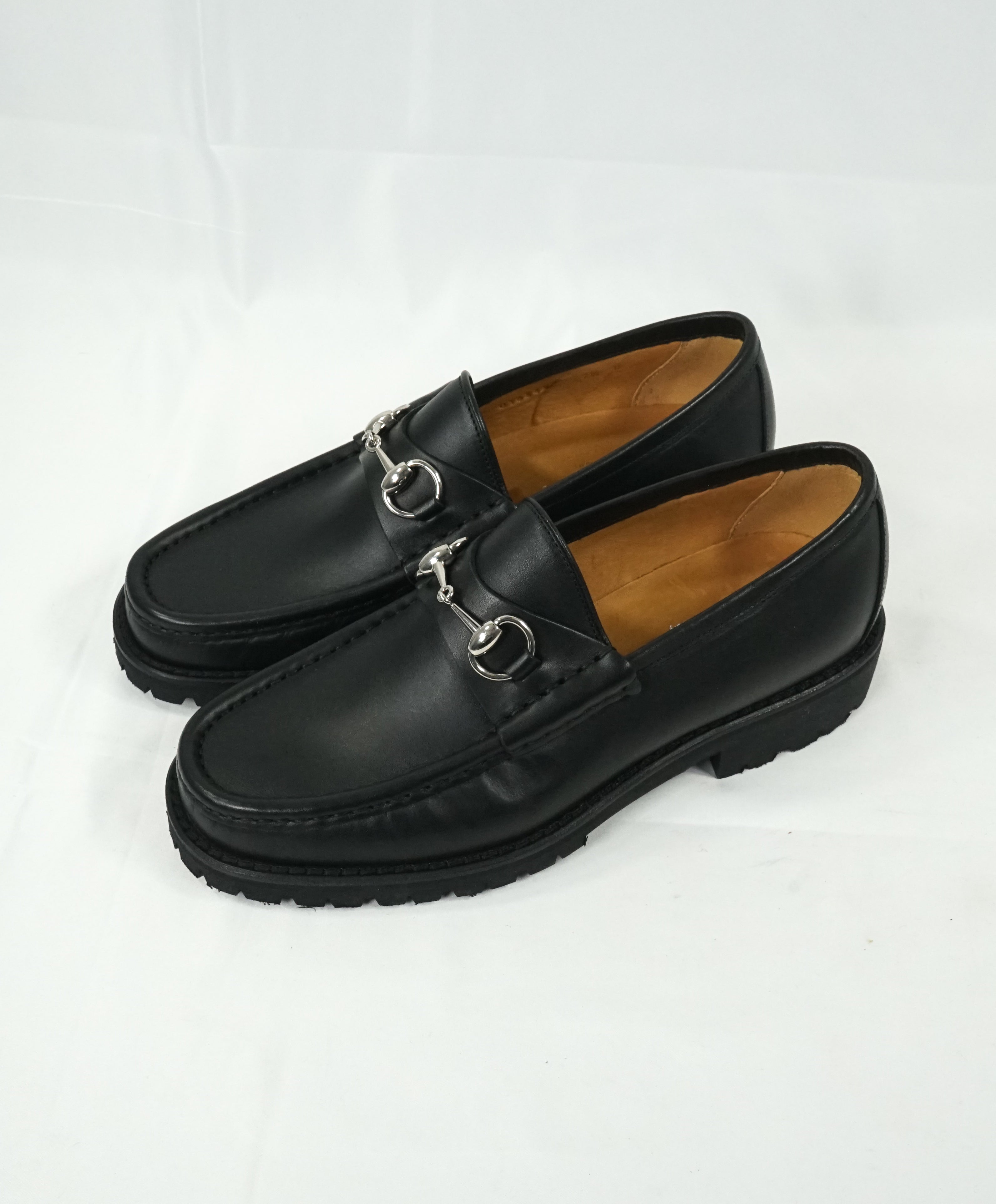 GUCCI - Horse-bit Lug Sole Loafers Black Iconic Style - 8.5