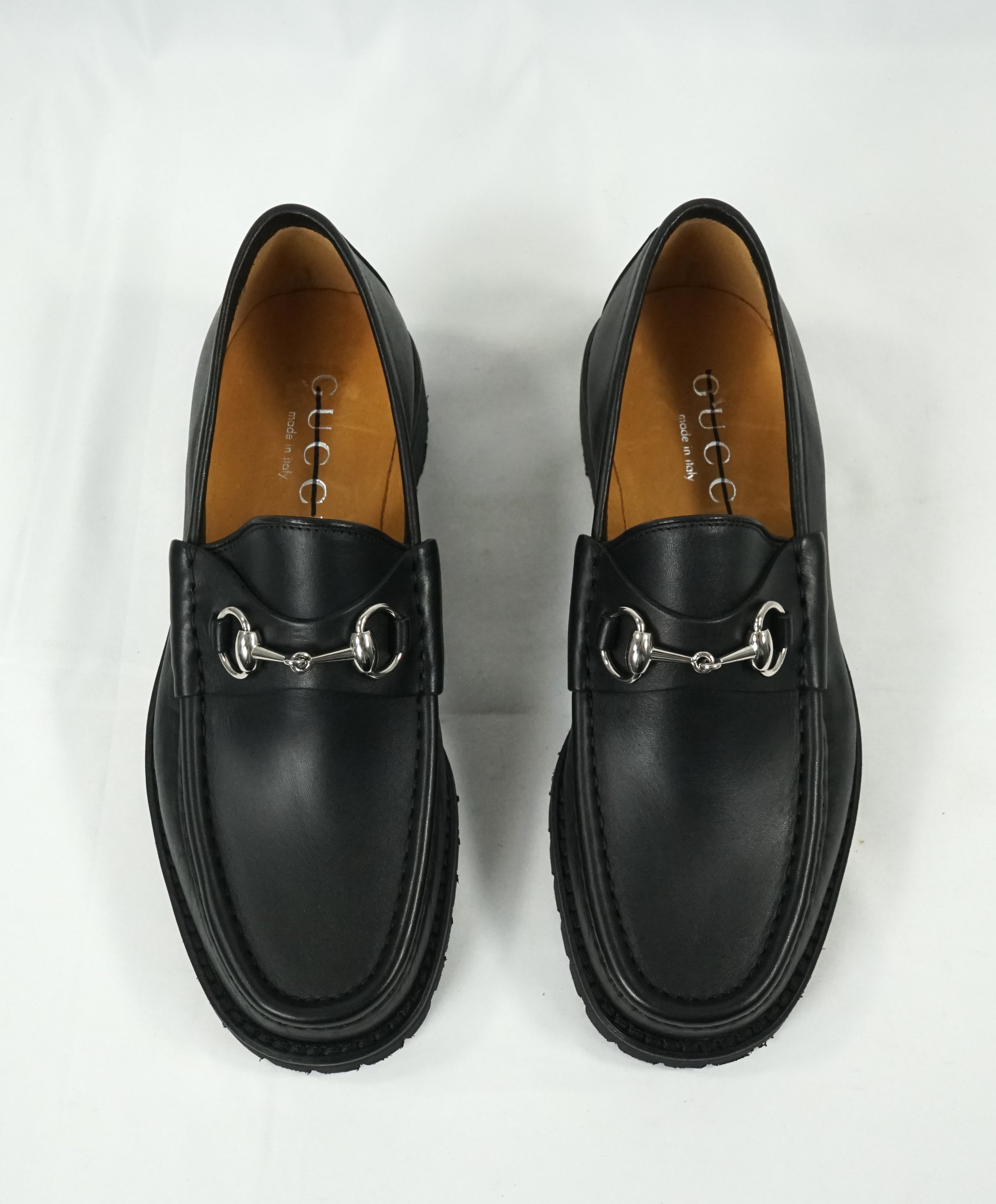 GUCCI - Horse-bit Lug Sole Loafers Black Iconic Style - 8.5