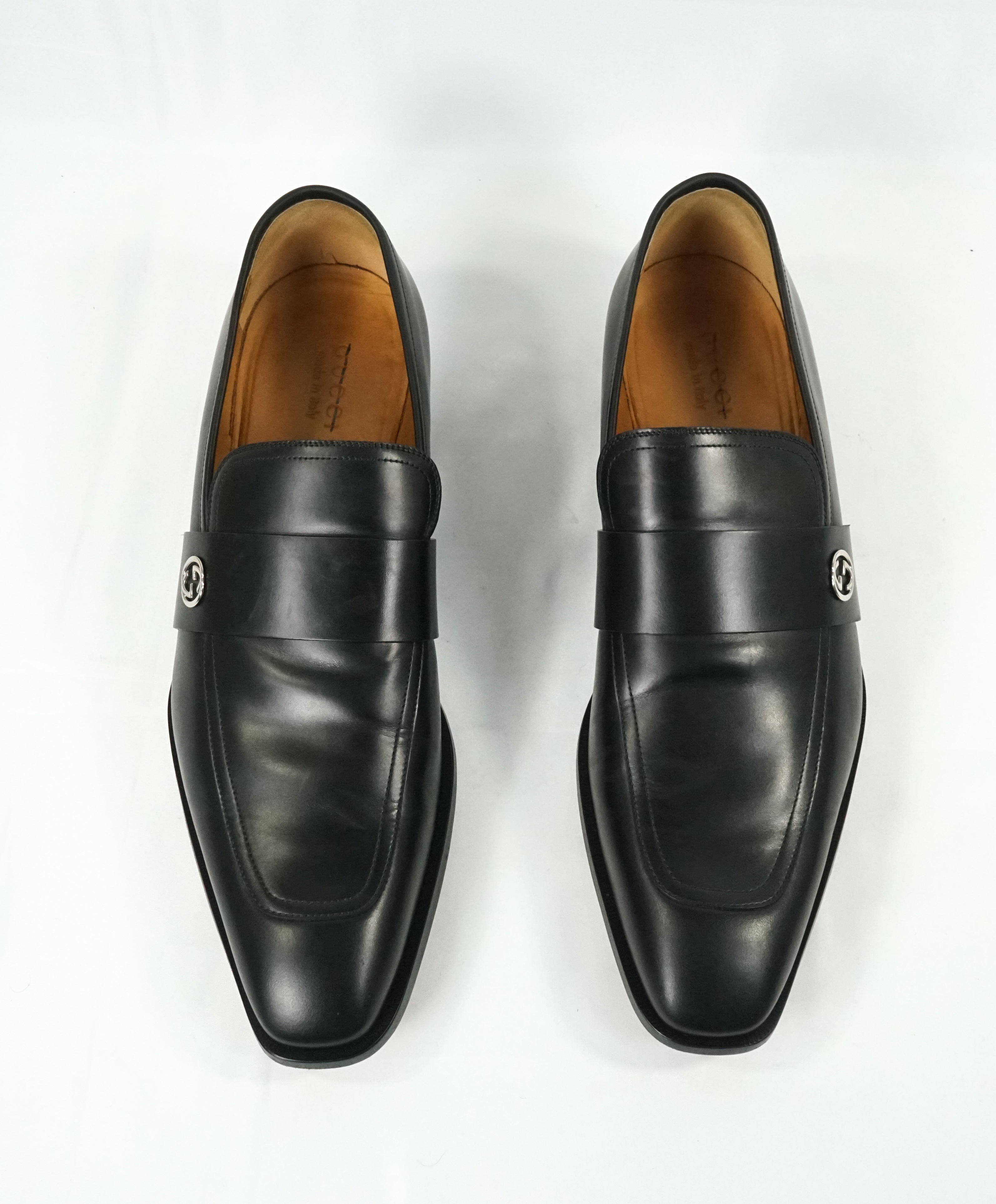 GUCCI - "Broadwick" Black GG Logo Strap Loafers - 14