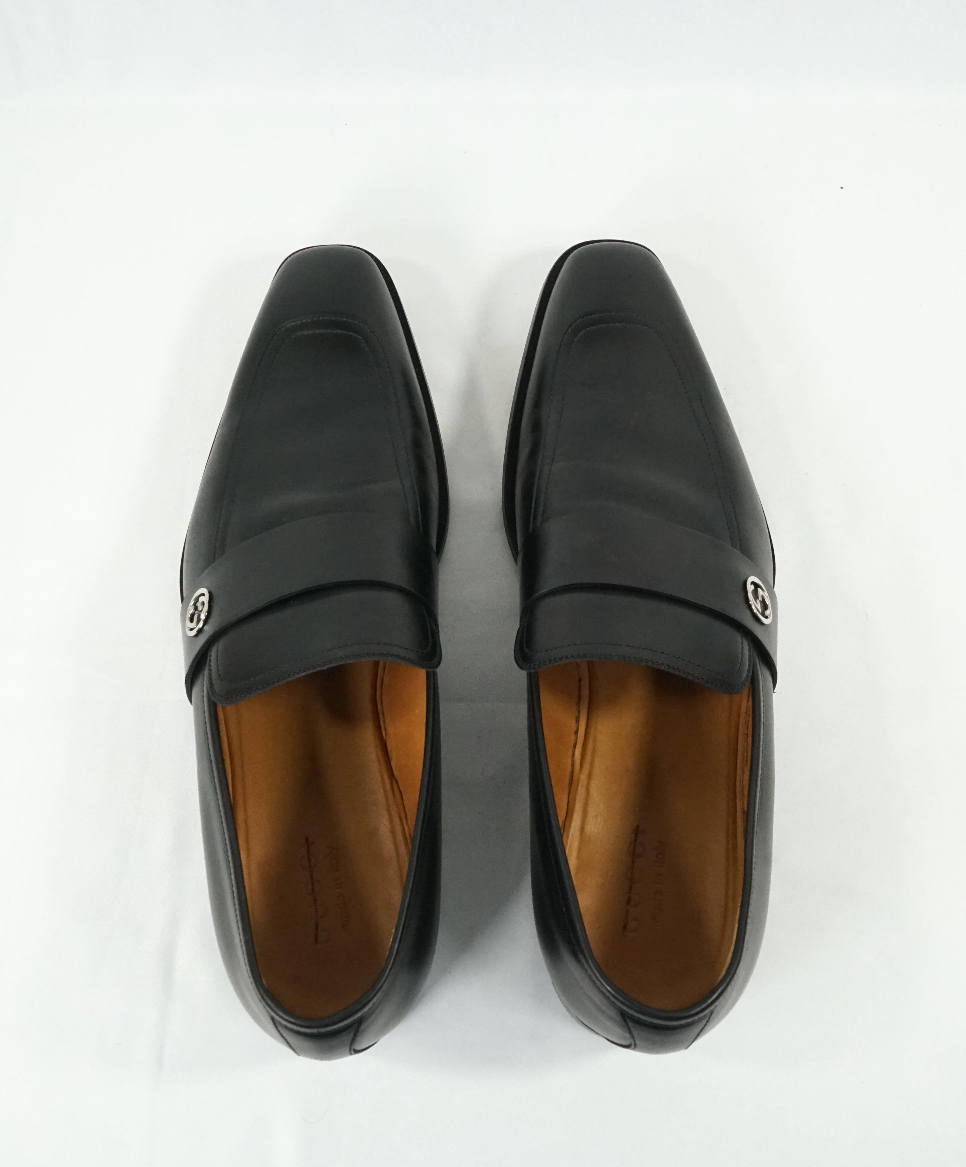 GUCCI - "Broadwick" Black GG Logo Strap Loafers - 14