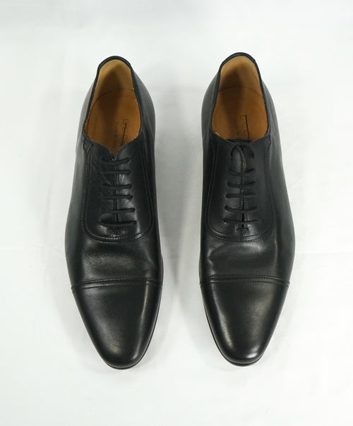 GUCCI - "Drury" Black Slim Silhouette Engraved Heel Oxfords - 9.5