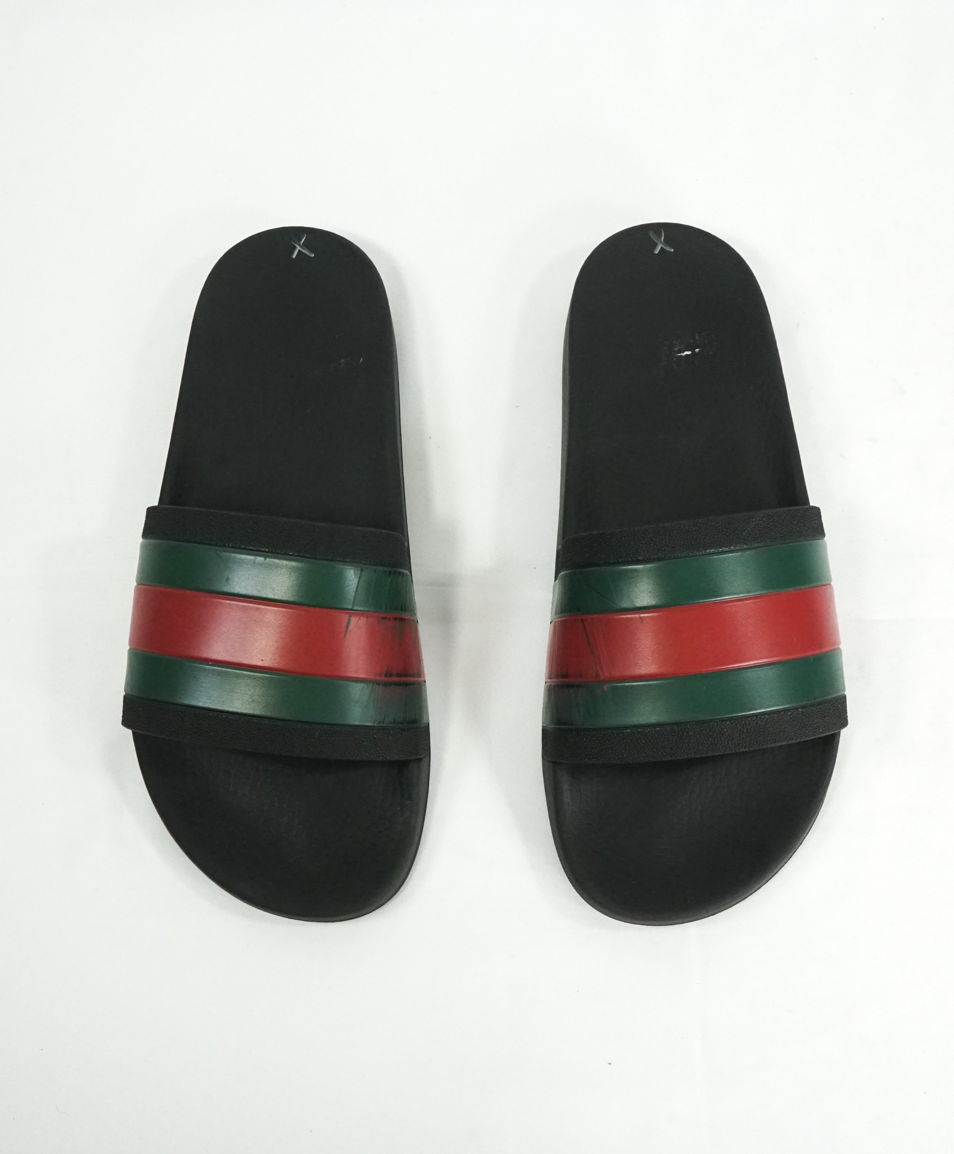 GUCCI - Iconic Green & Red Stripe Slides "72" Slippers - 9