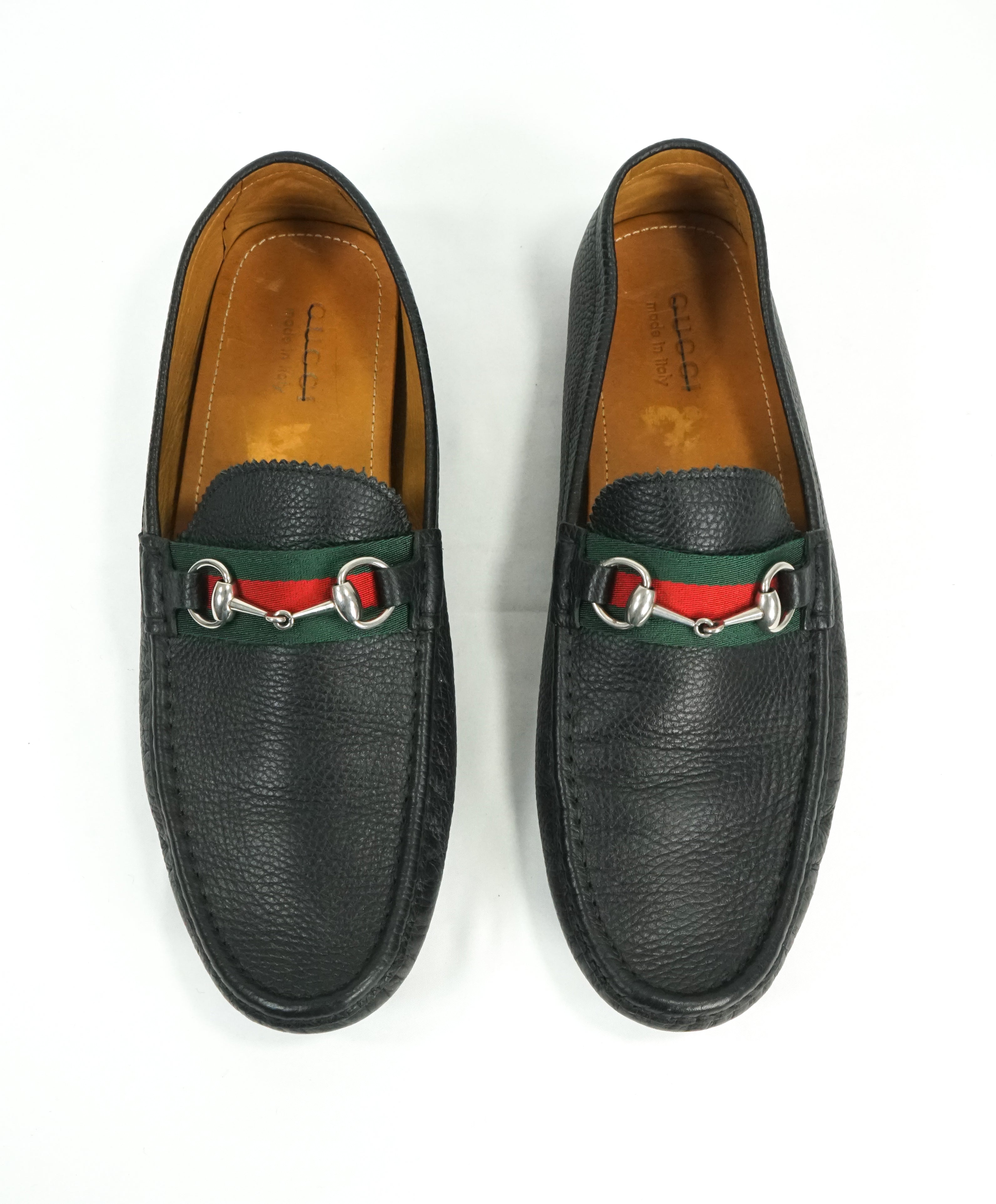 GUCCI - Black Horse-Bit Driving Loafers With Web Detail - 12.5