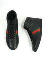 GUCCI - Red & Green Logo Stripe GG High-Top Black Sneakers - 6G / 6.5 US