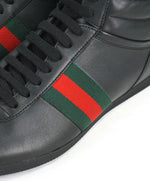 GUCCI - Red & Green Logo Stripe GG High-Top Black Sneakers - 6G / 6.5 US