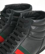 GUCCI - Red & Green Logo Stripe GG High-Top Black Sneakers - 6G / 6.5 US