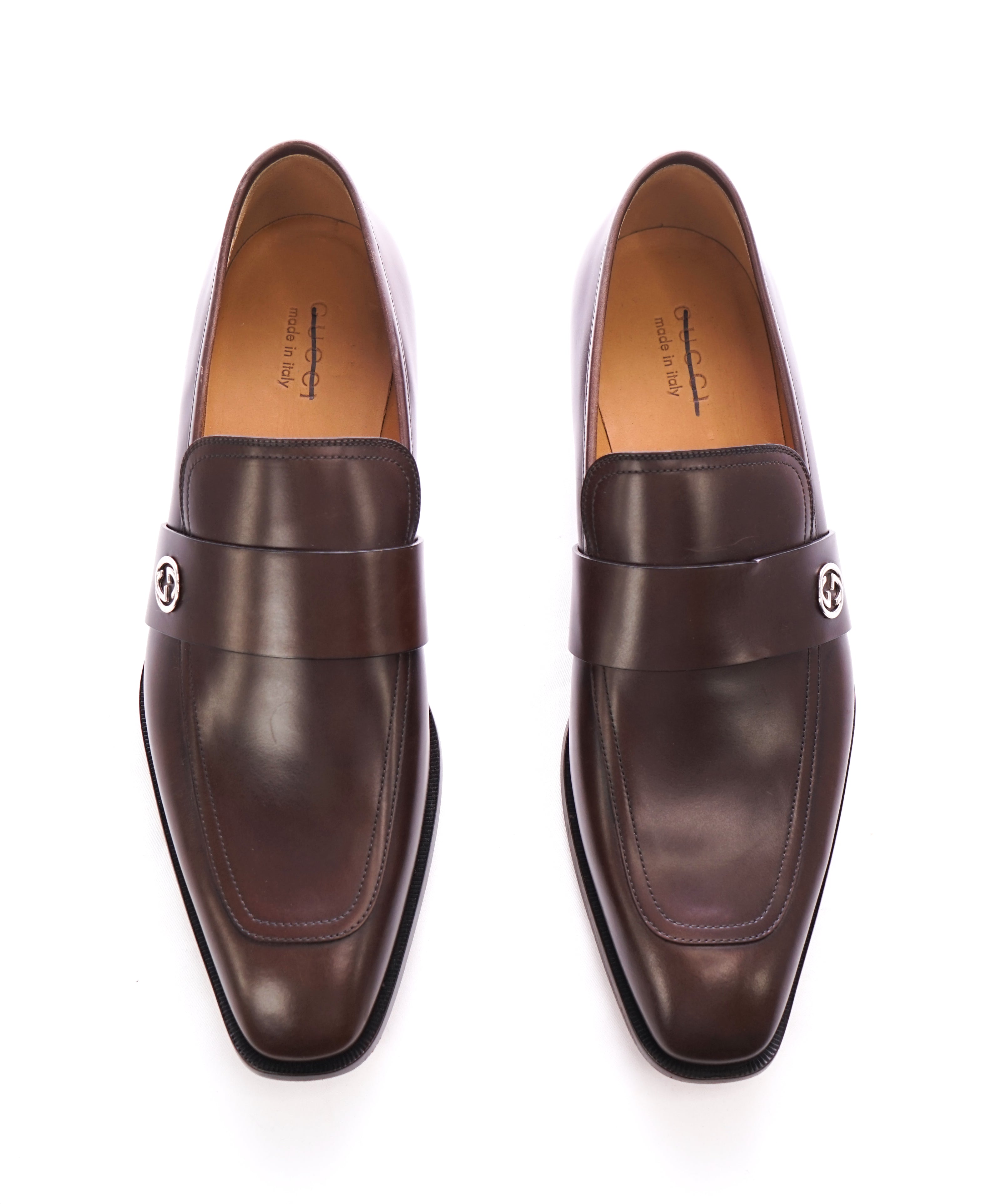 GUCCI - Broadwick Brown GG Logo Loafers - 12