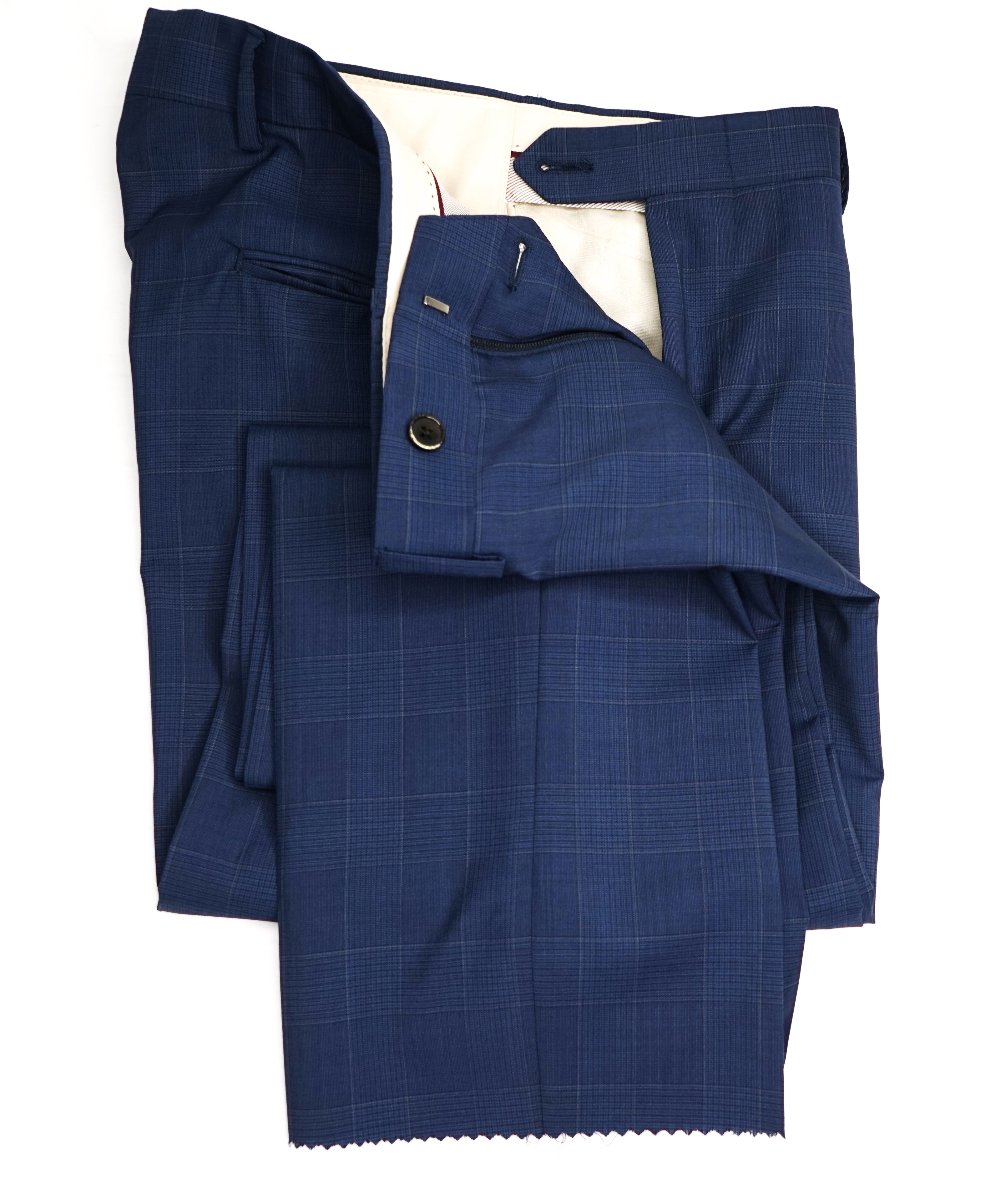 HARDWICK - Made In USA Premium Construction 2-3 Roll Lapel Blue Plaid Suit - 38R