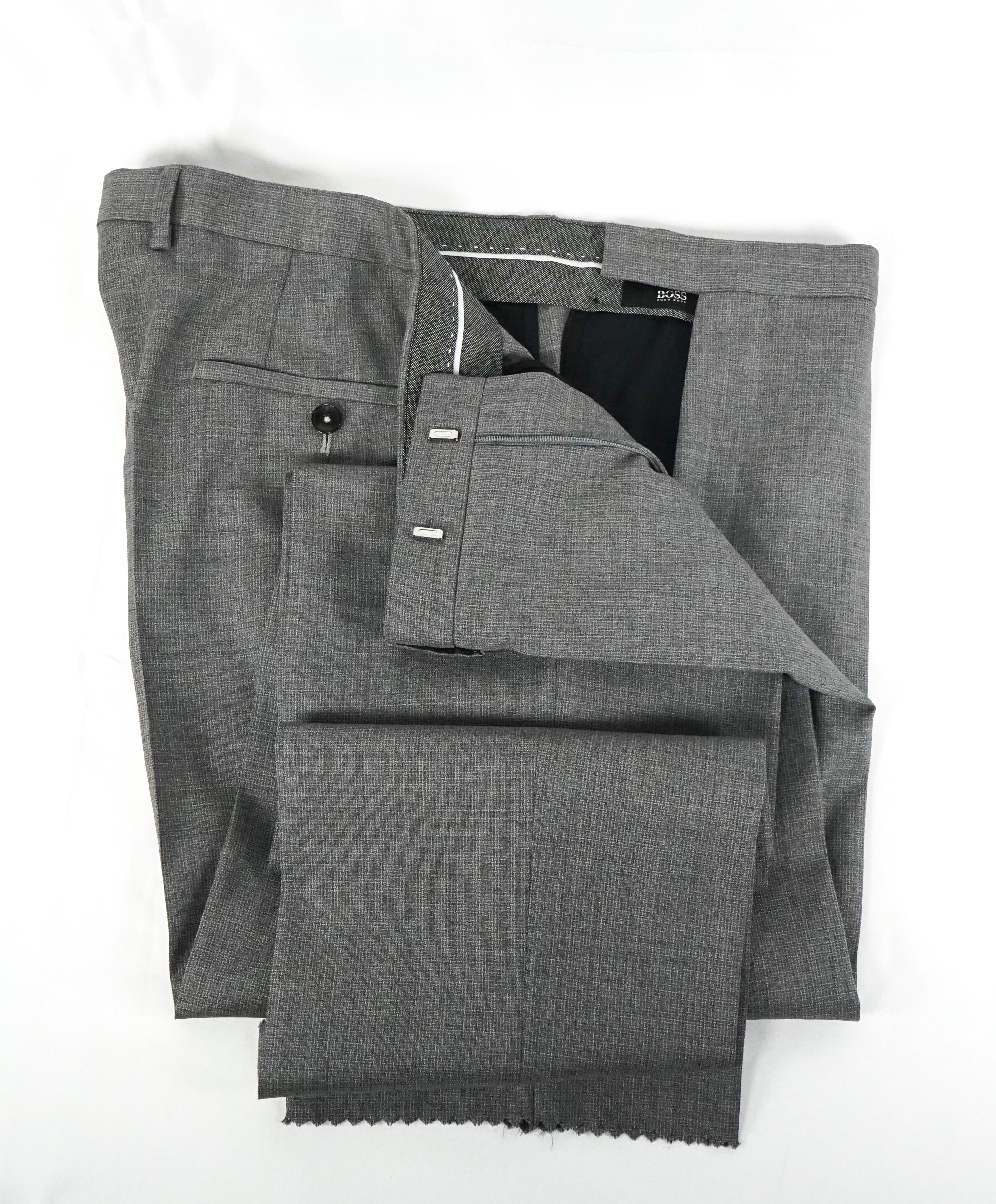 HUGO BOSS - “Leenon" Gray Micro Check Plaid Slim Dress Pants - 38W