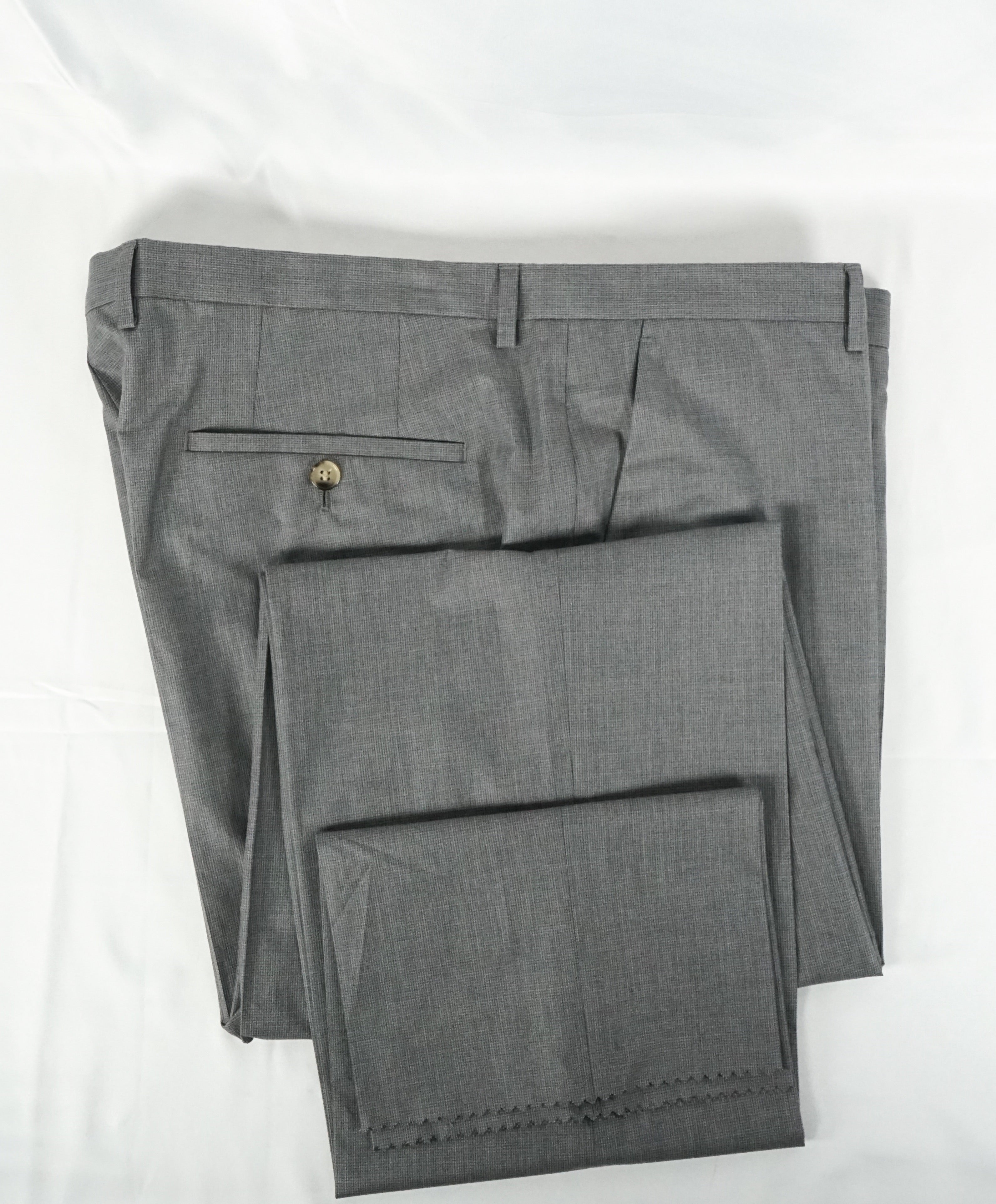 HUGO BOSS - “Grand/Central US" Gray Micro Check Slim Cotton Dress Pants - 38W