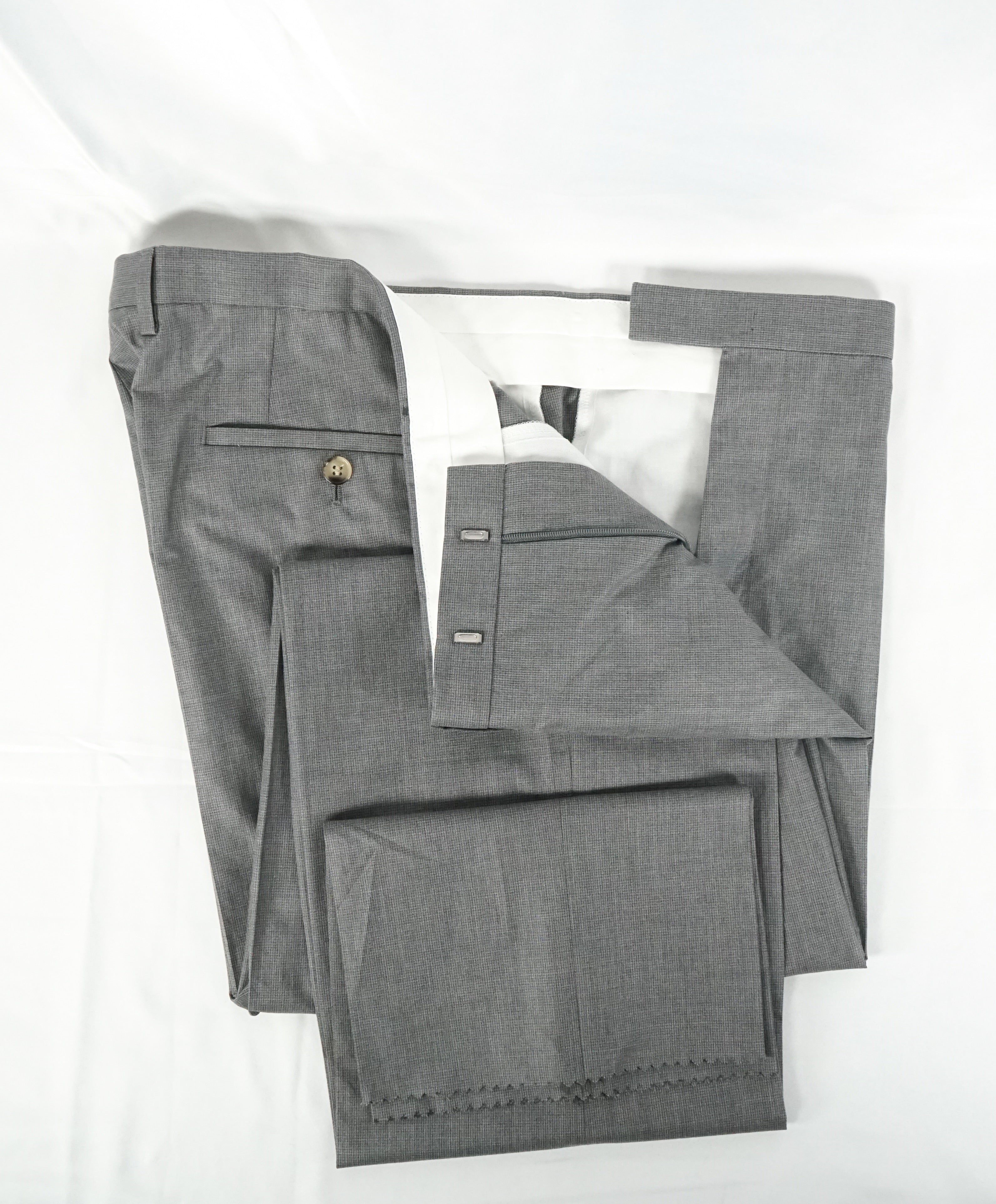 HUGO BOSS - “Grand/Central US" Gray Micro Check Slim Cotton Dress Pants - 38W