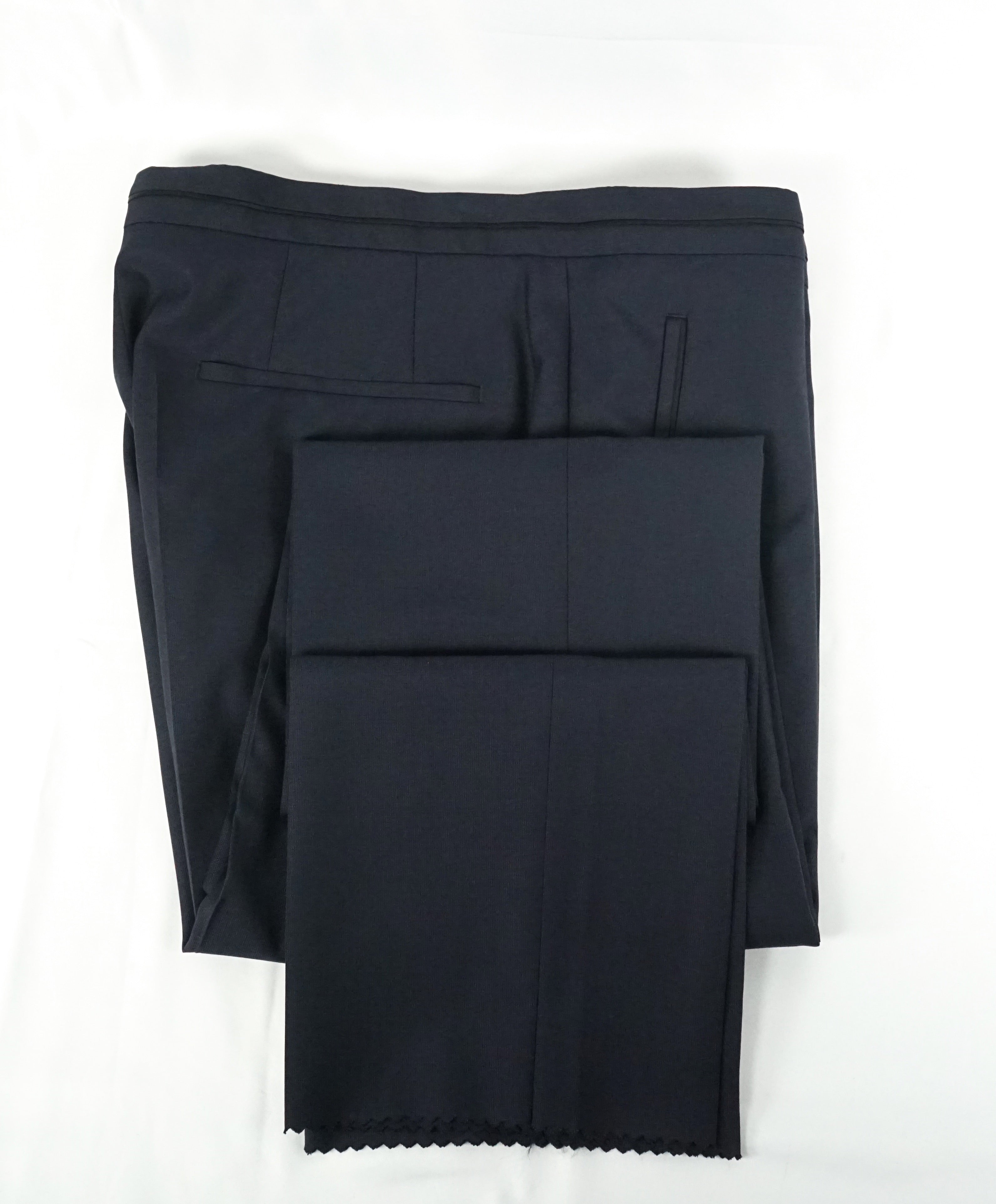 HUGO BOSS - “Henry/Glow" Navy Slim Tipped Wool/Silk Dress Pants - 33W