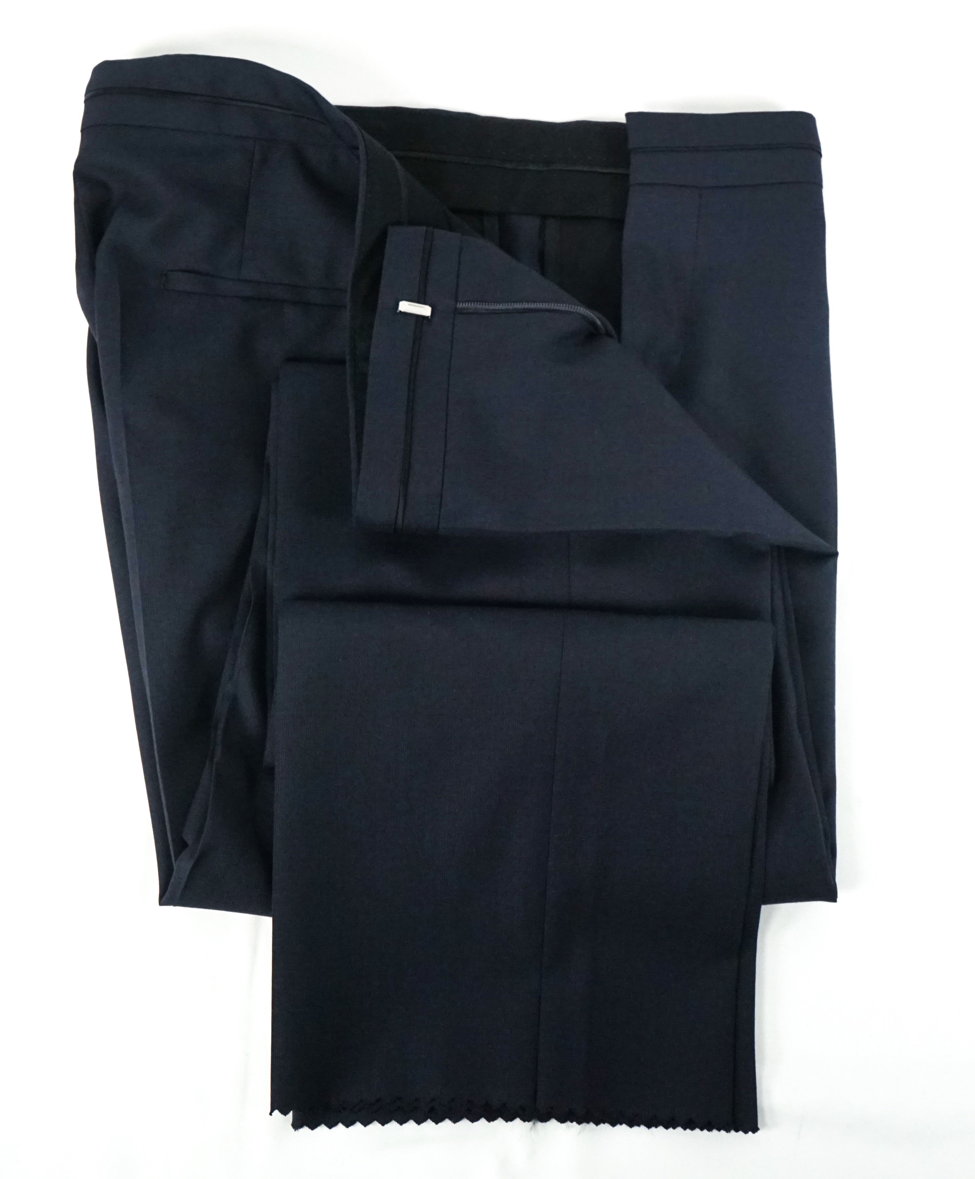 HUGO BOSS - “Henry/Glow" Navy Slim Tipped Wool/Silk Dress Pants - 33W