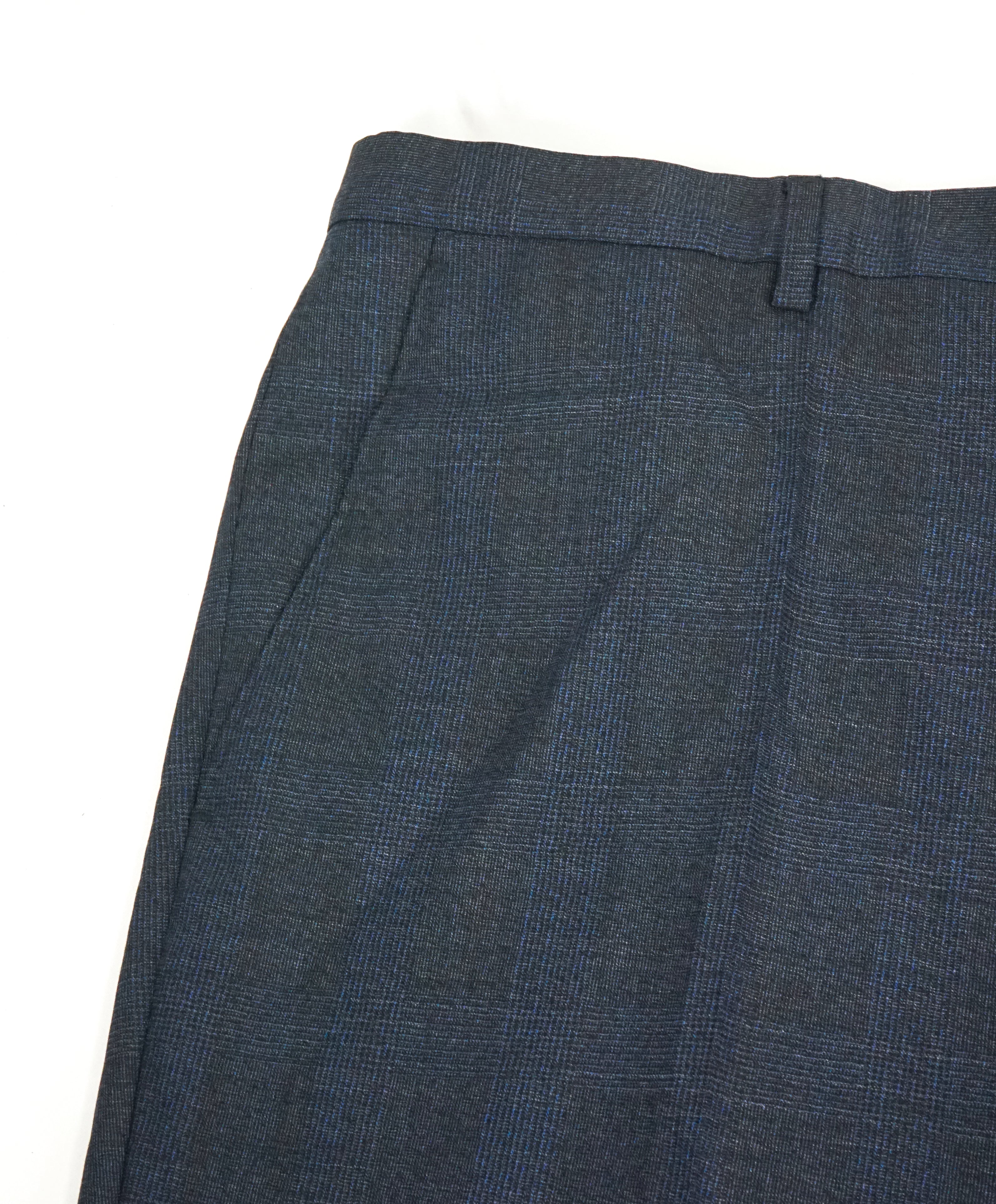 HUGO BOSS - Blue Glen Plaid Abstract Flat Front Dress Pants - 40W