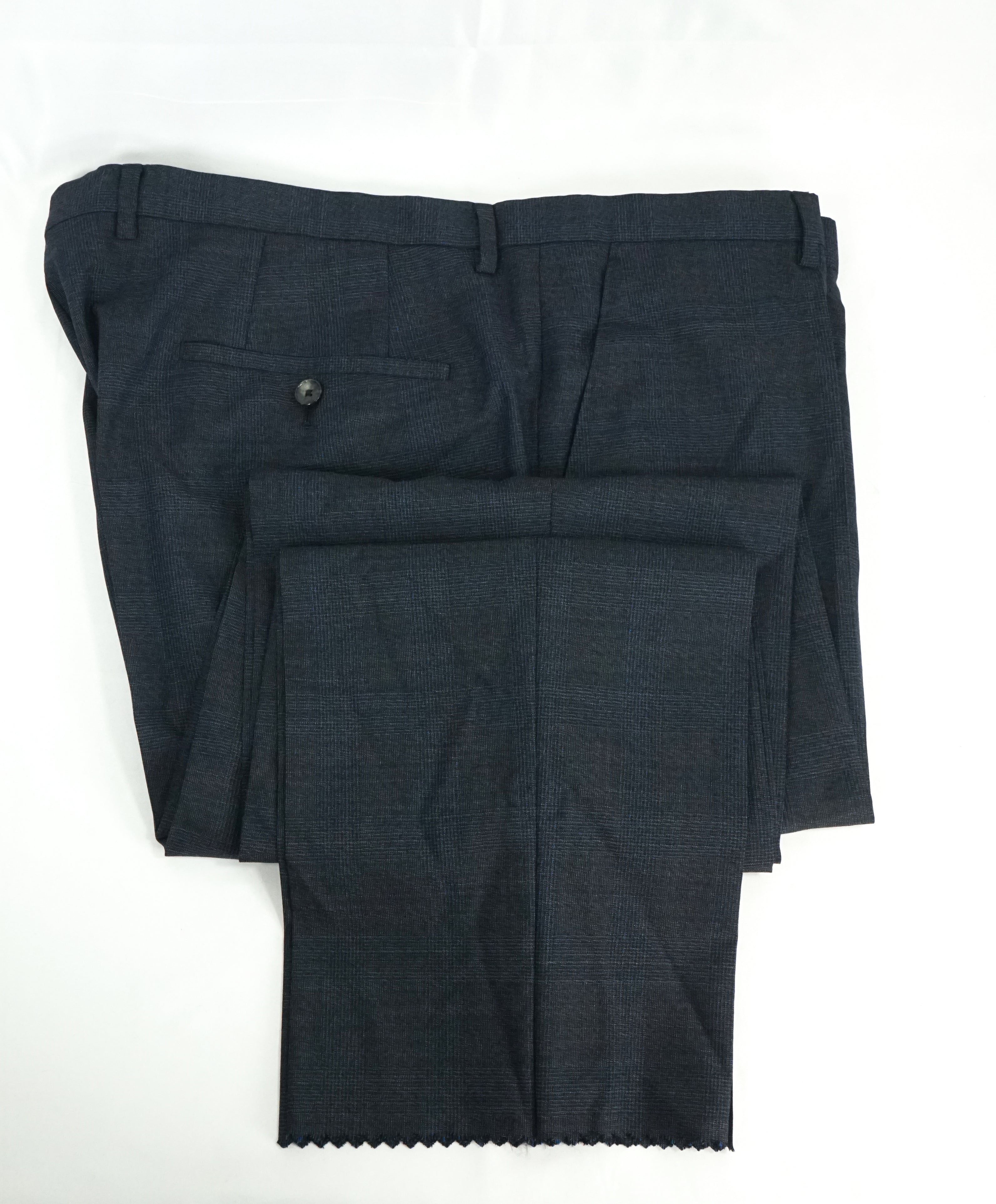 HUGO BOSS - Blue Glen Plaid Abstract Flat Front Dress Pants - 40W