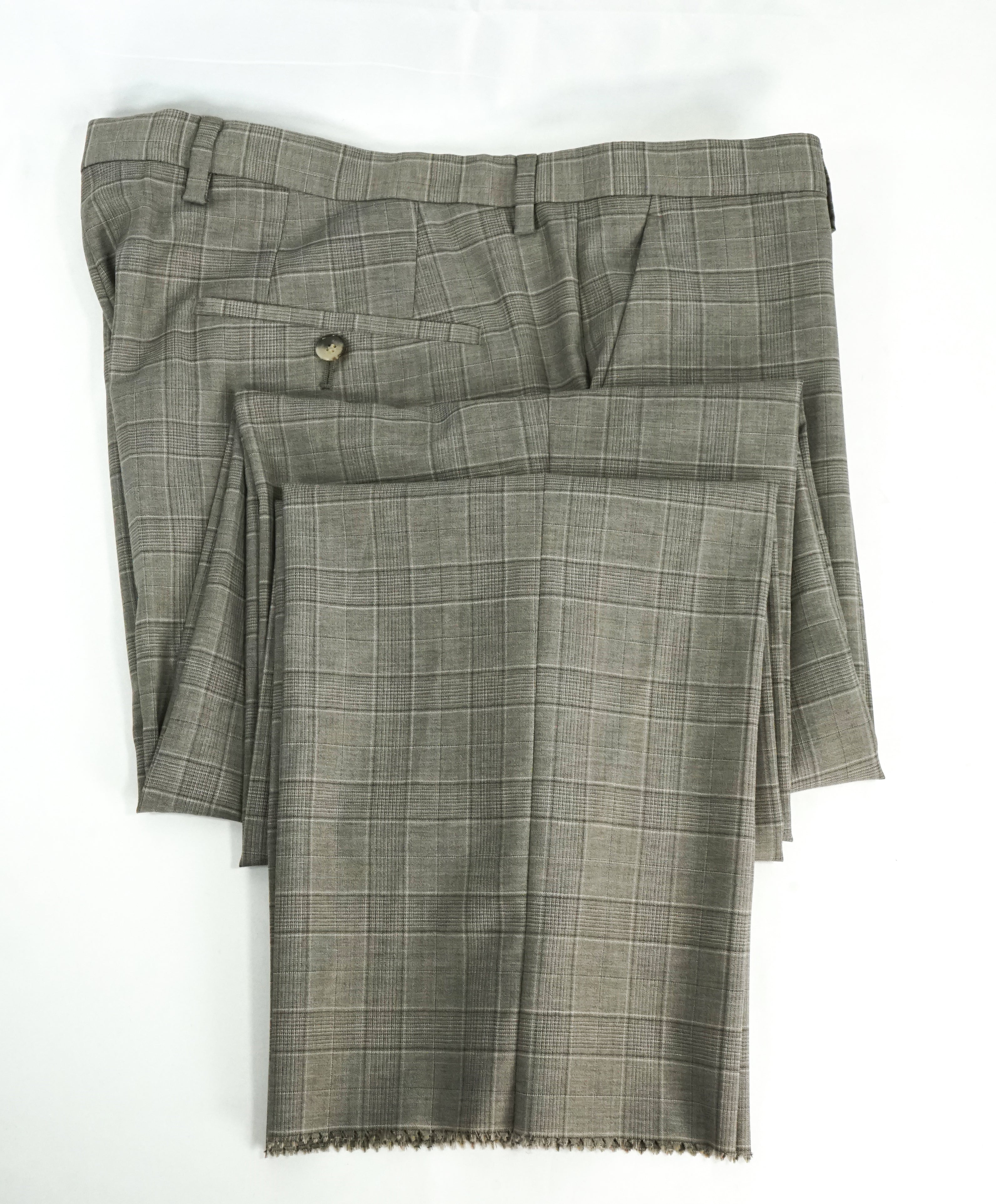 HUGO BOSS - Brown/Gray Plaid “The James5/Sharp7” Flat Front Dress Pants - 36W