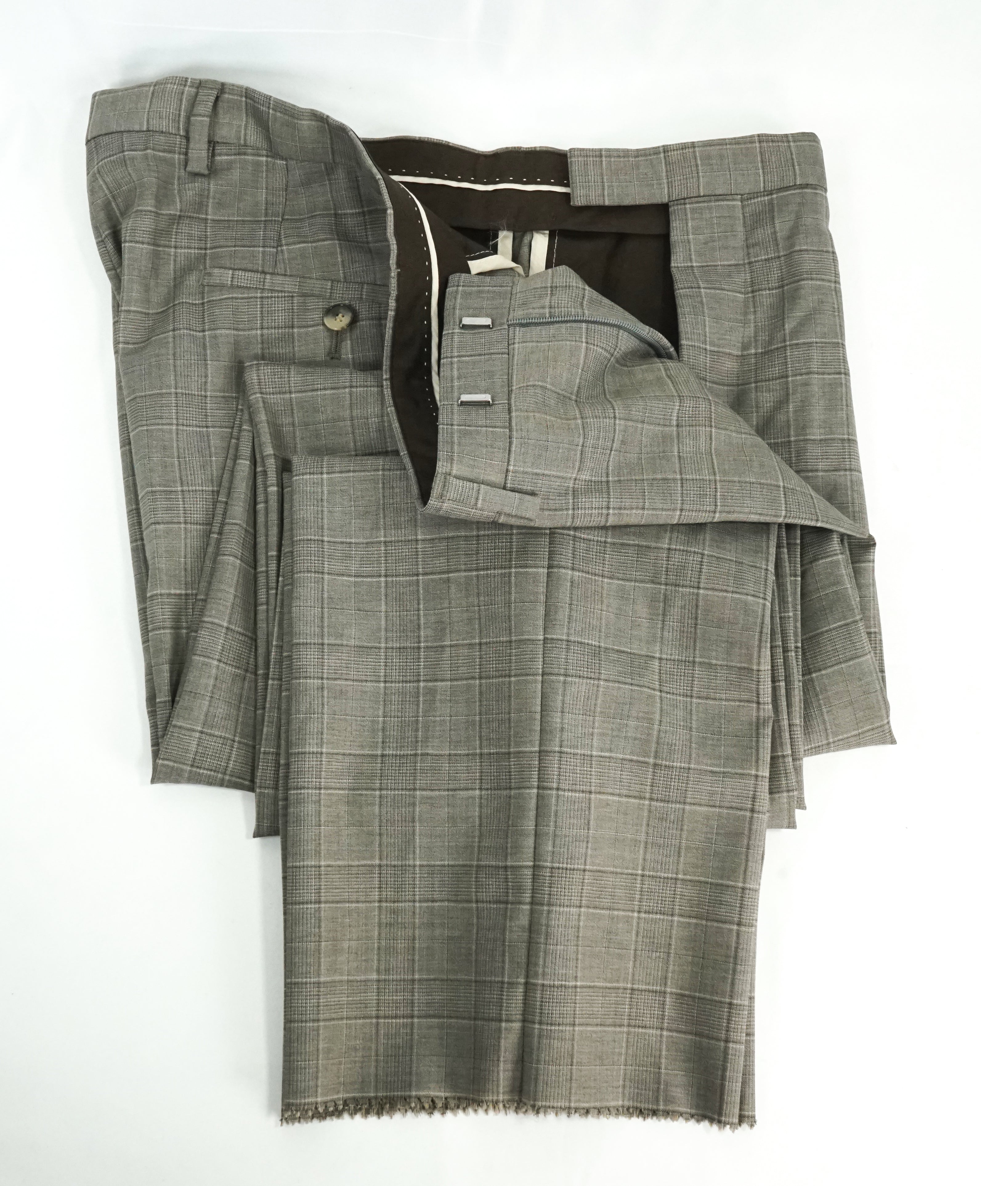 HUGO BOSS - Brown/Gray Plaid “The James5/Sharp7” Flat Front Dress Pants - 36W