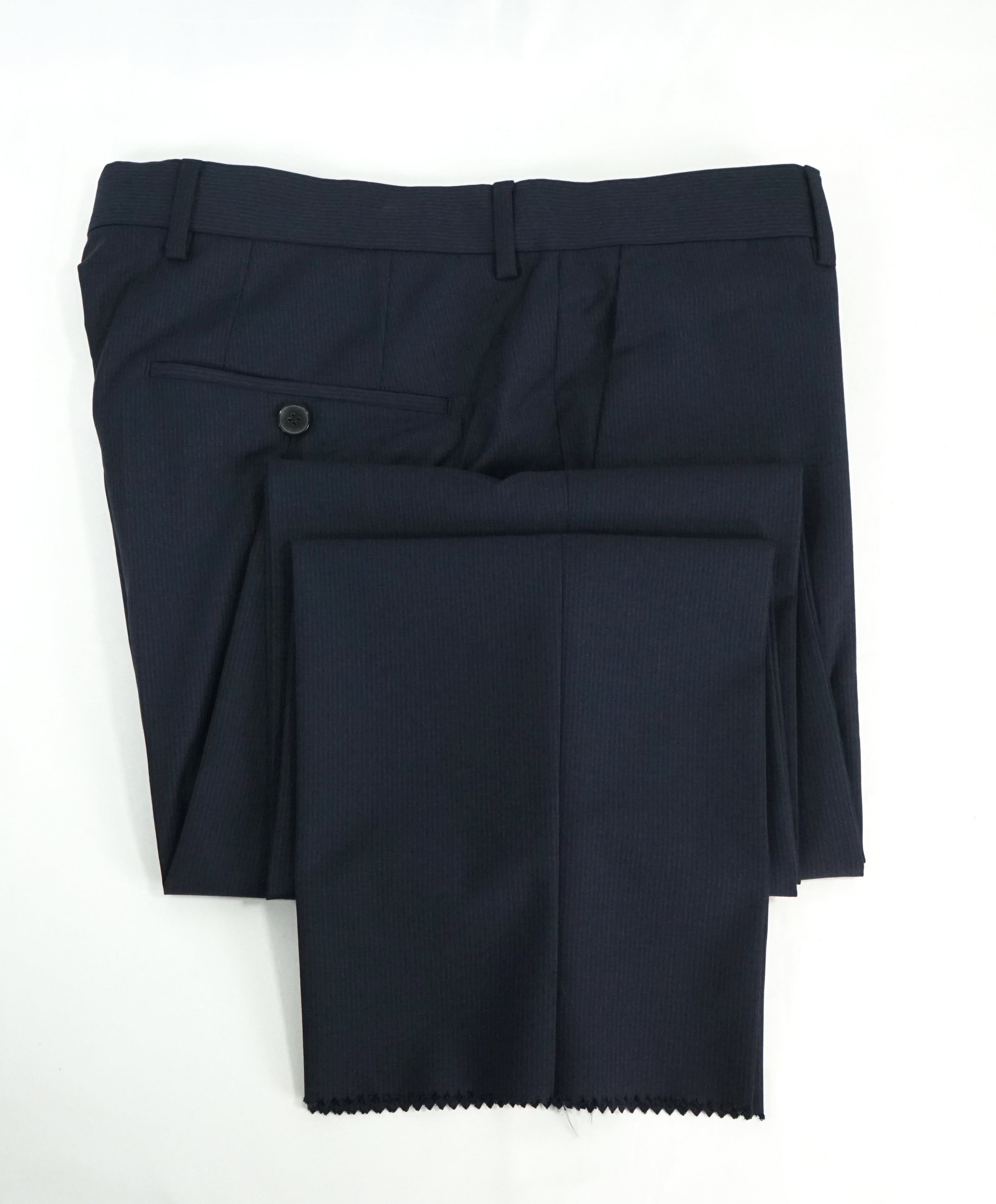 HUGO BOSS - Navy Tonal Stripe “Huge4/Genius3”  Flat Front Dress Pants - 32W