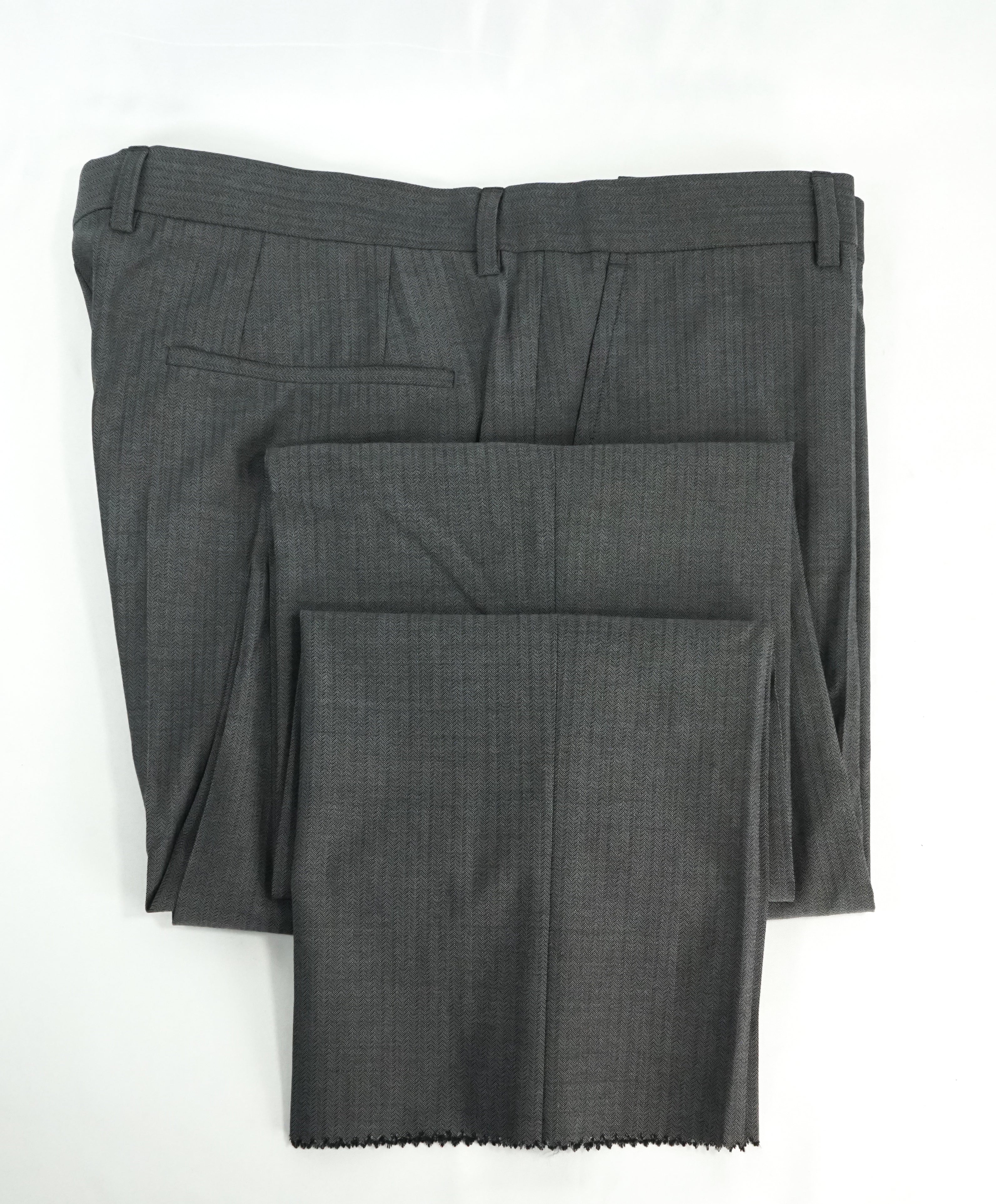 HUGO BOSS - Gray Herringbone “Adanz/Weyll/Hamen1” Flat Front Dress Pants - 36W