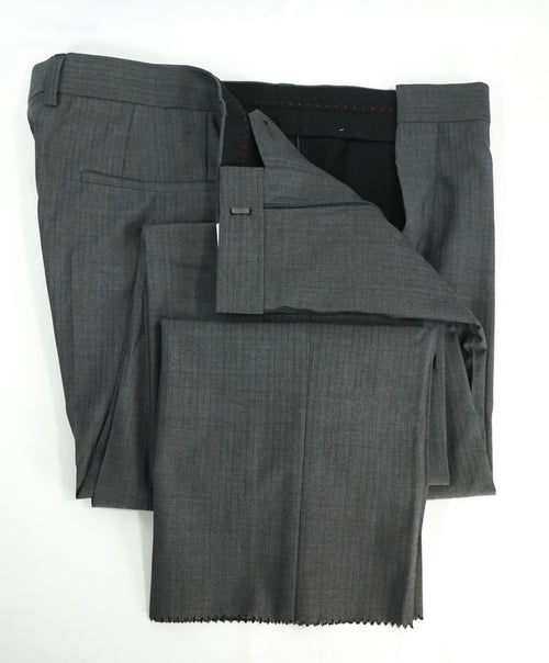 HUGO BOSS - Gray Herringbone “Adanz/Weyll/Hamen1” Flat Front Dress Pants- 36W