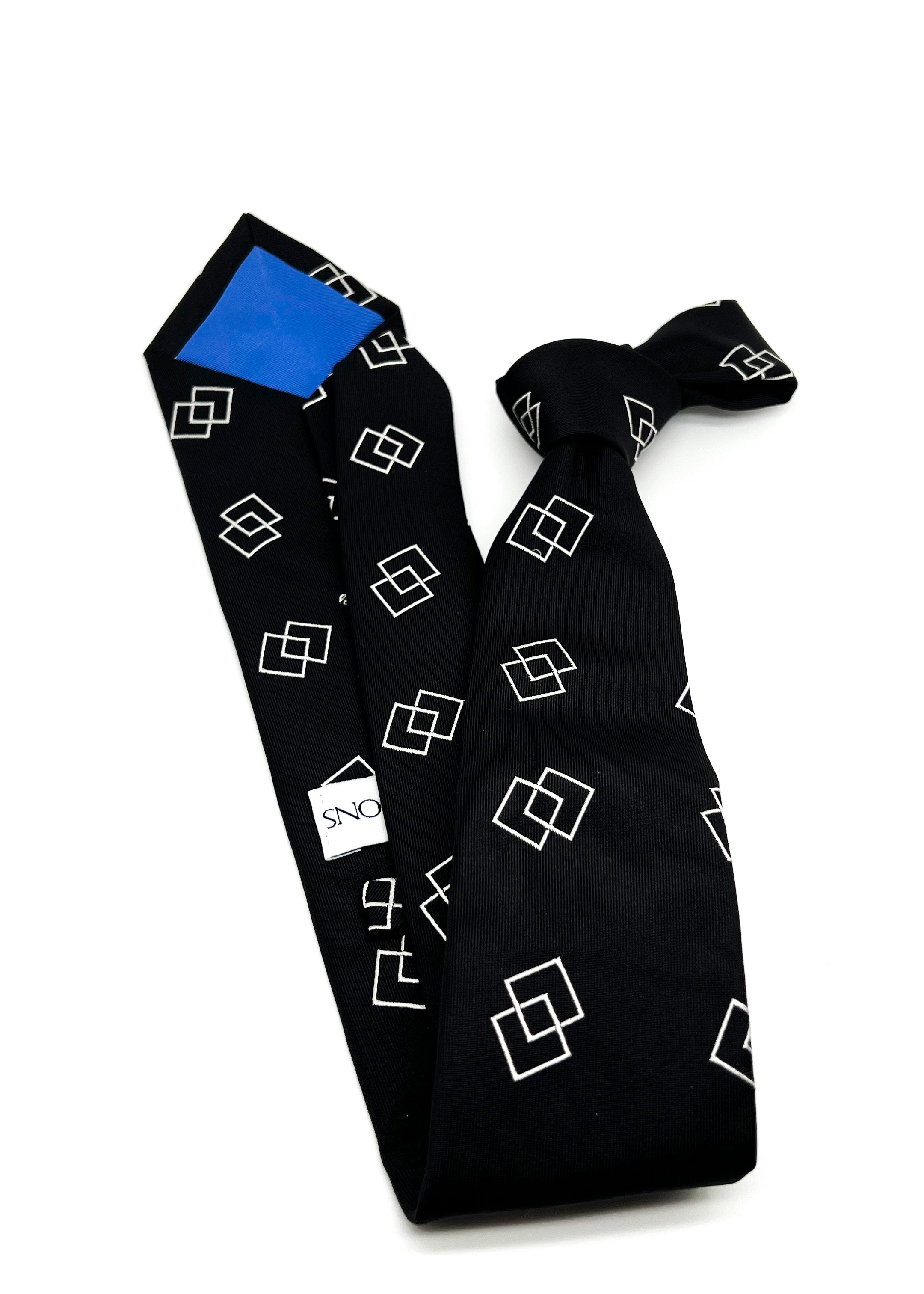 $165 OVADIA & SONS - Black & White 'Art Deco' Geometric - Tie