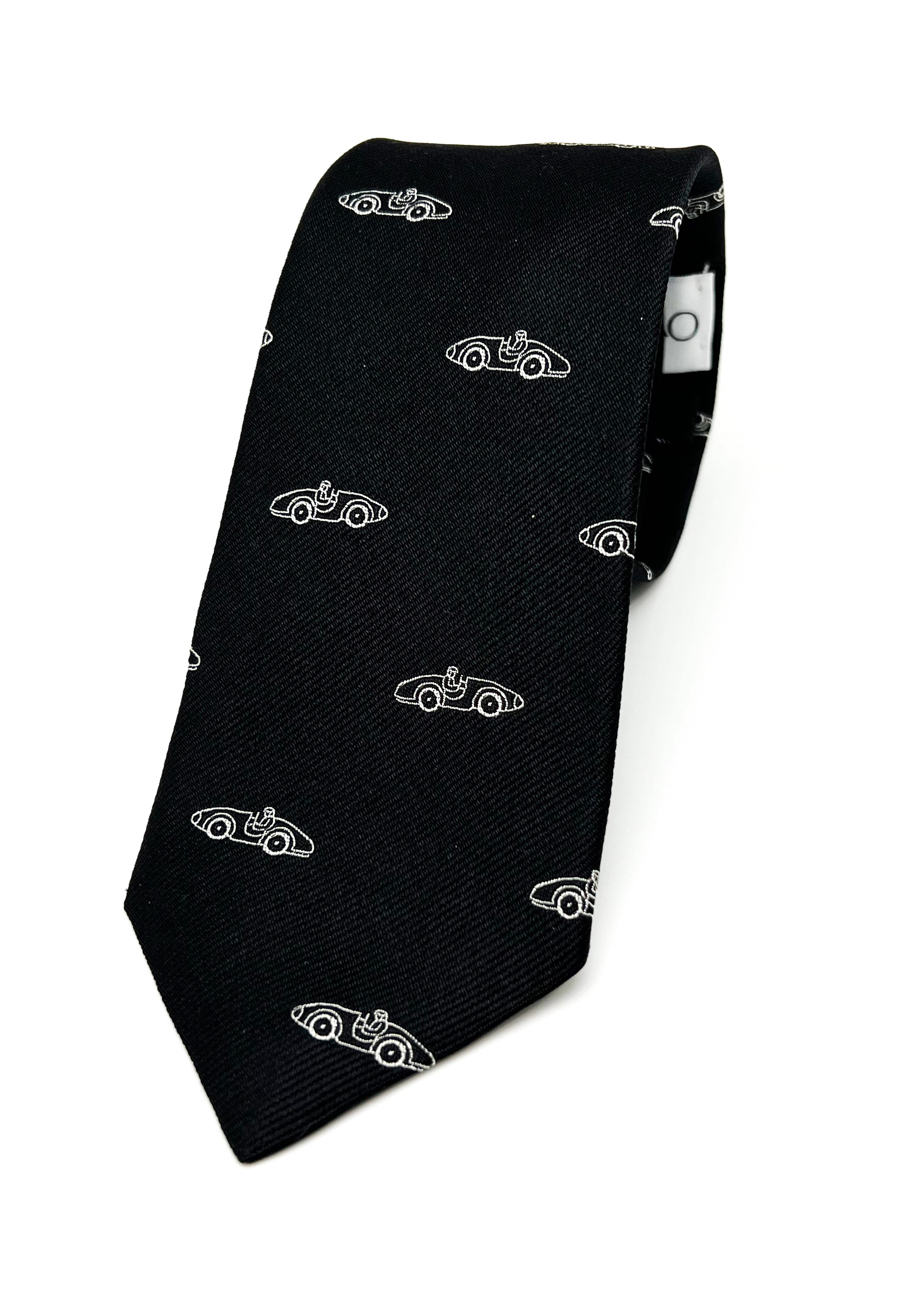 $165 OVADIA & SONS - Black & White 'Art Deco' Race Car - Tie