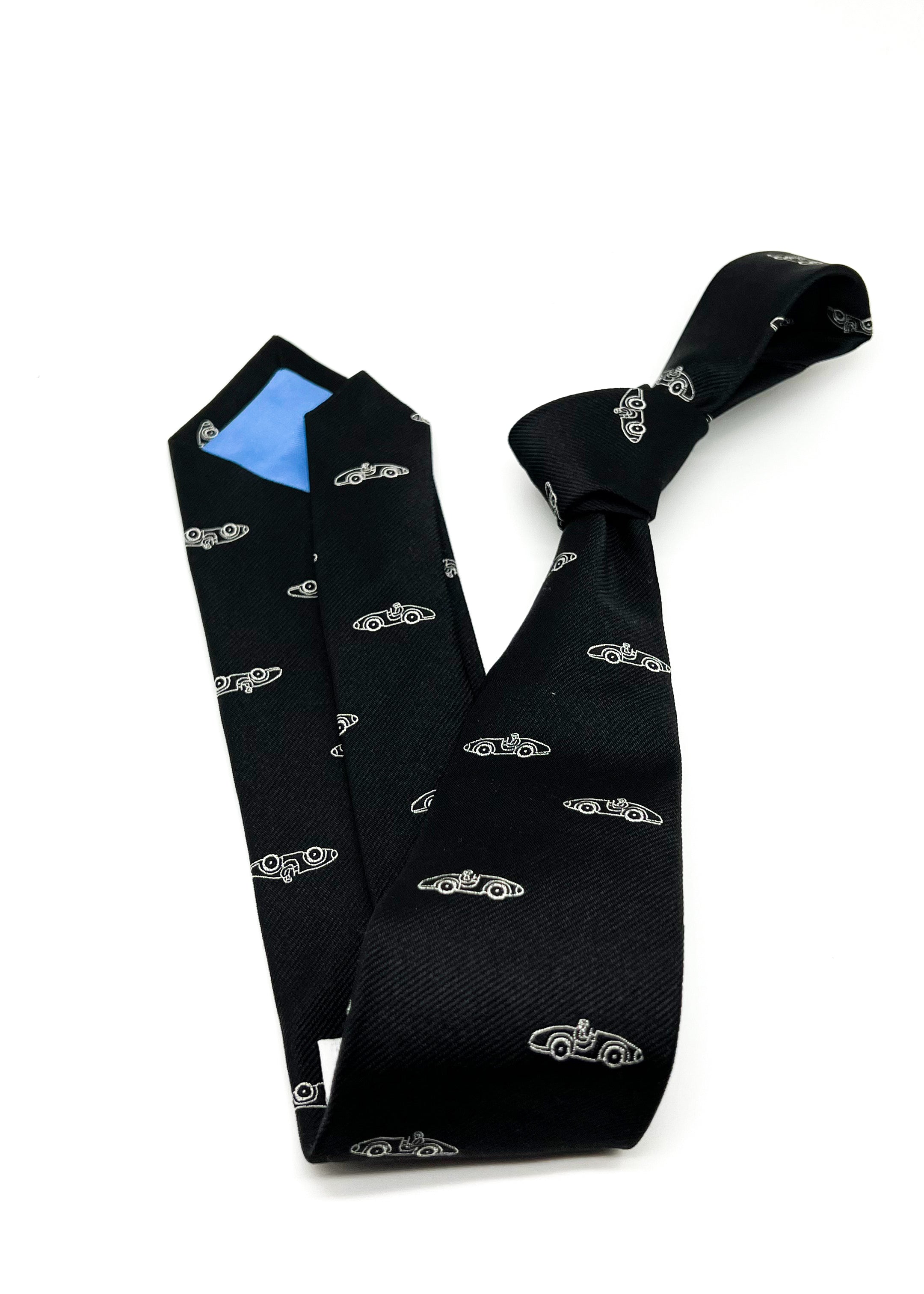 $165 OVADIA & SONS - Black & White 'Art Deco' Race Car - Tie