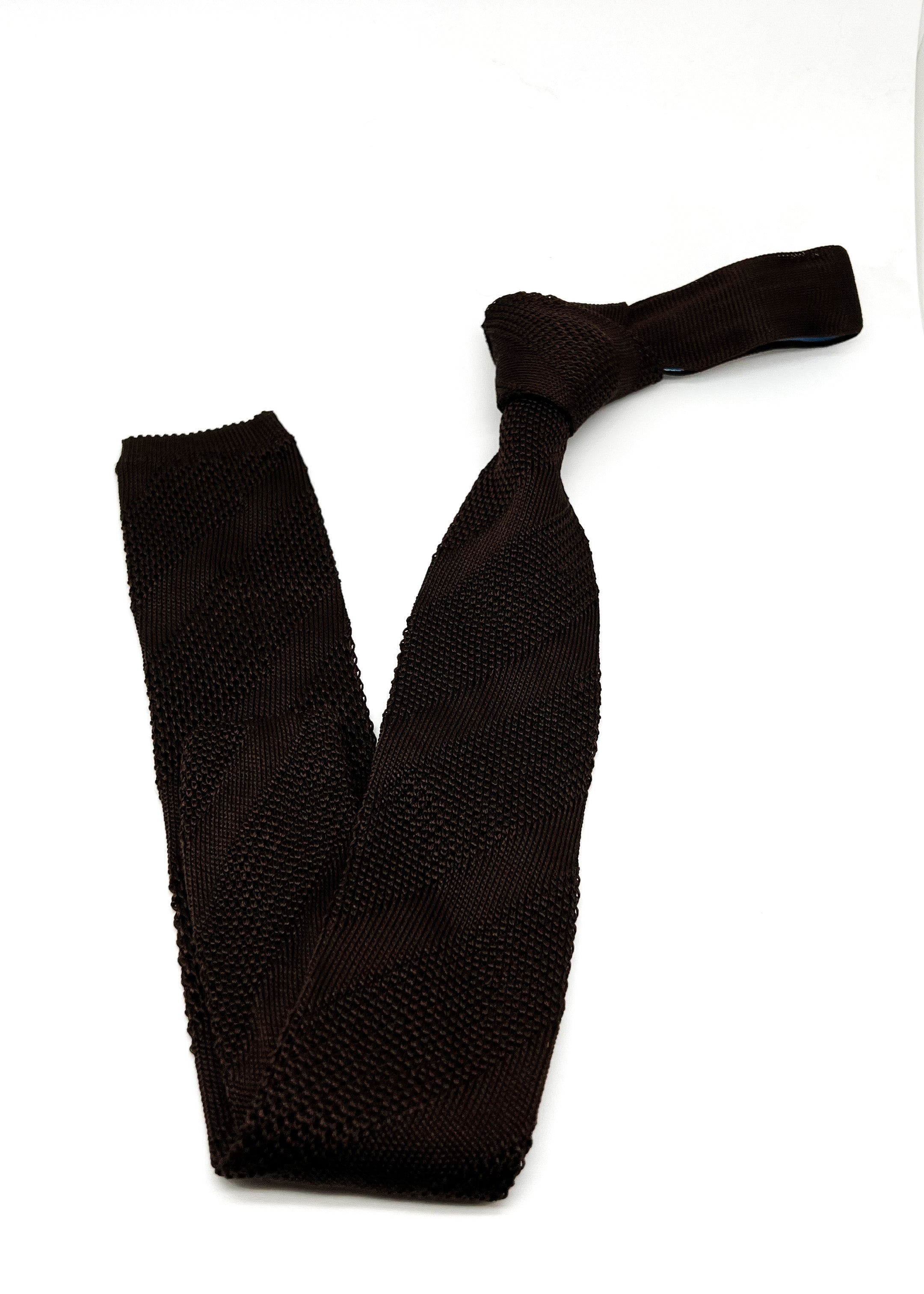 $165 OVADIA & SONS - Knit Brown Diagonal Stripe Textured - Tie