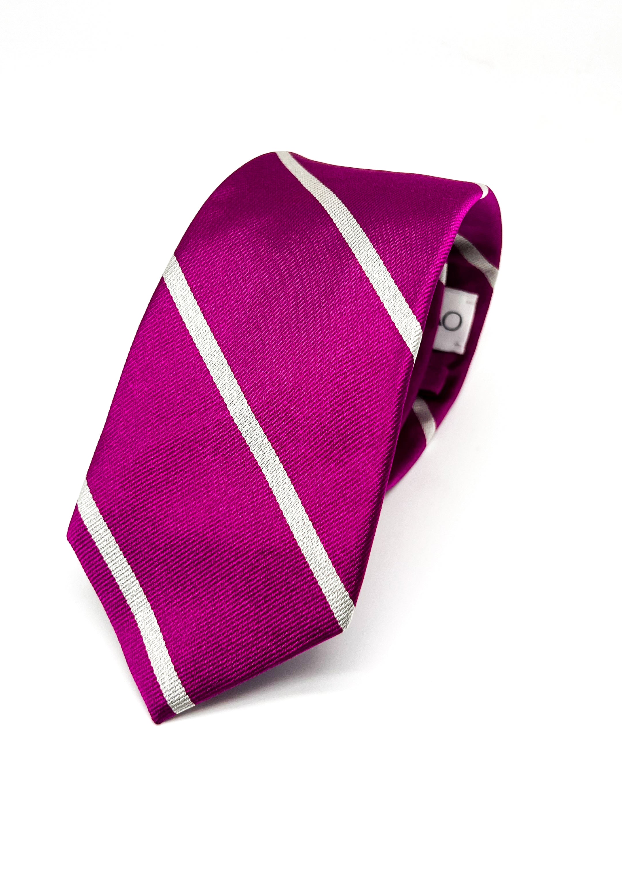 $165 OVADIA & SONS - SILK Fuchsia Pink White Stripe - Tie