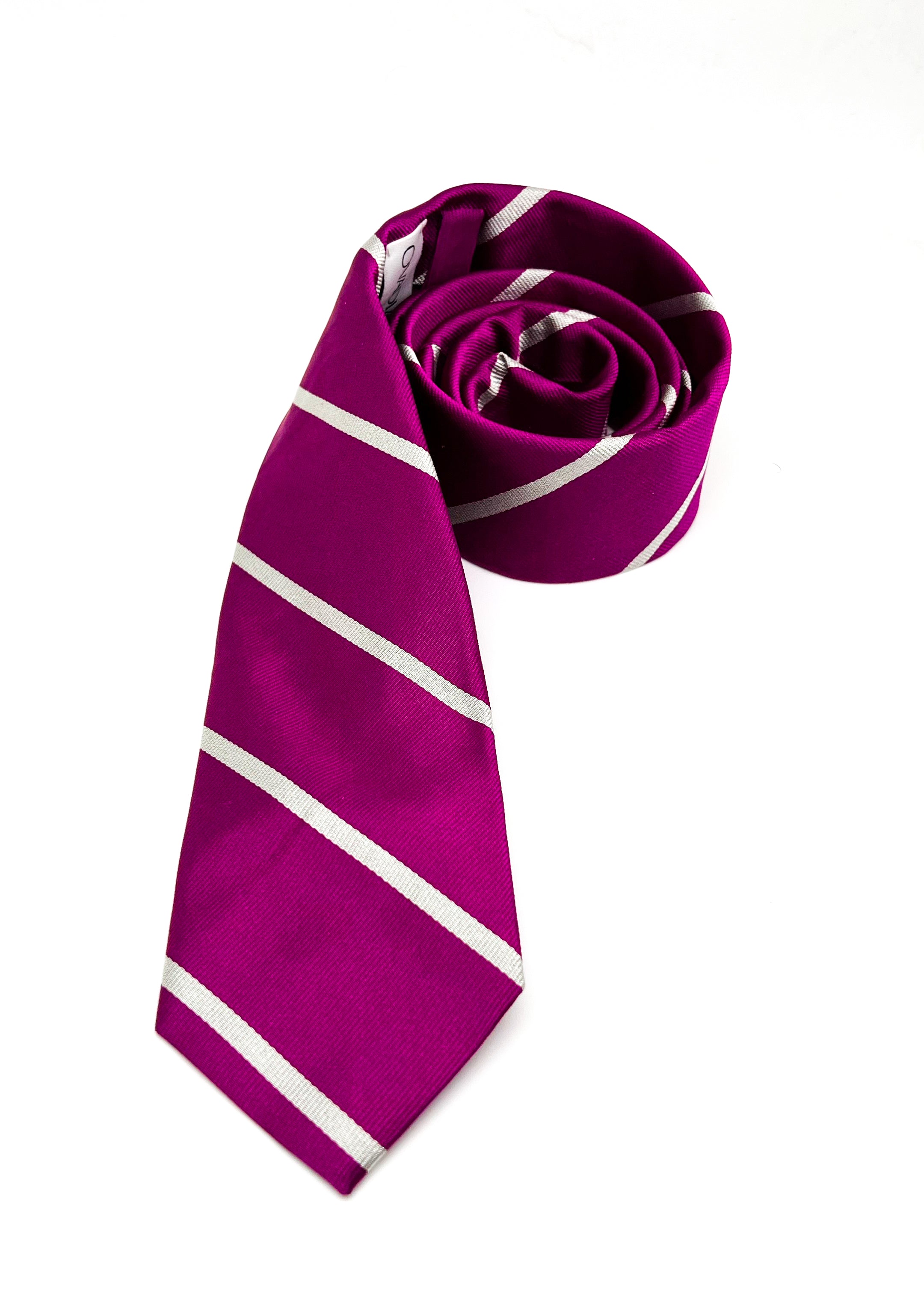 $165 OVADIA & SONS - SILK Fuchsia Pink White Stripe - Tie