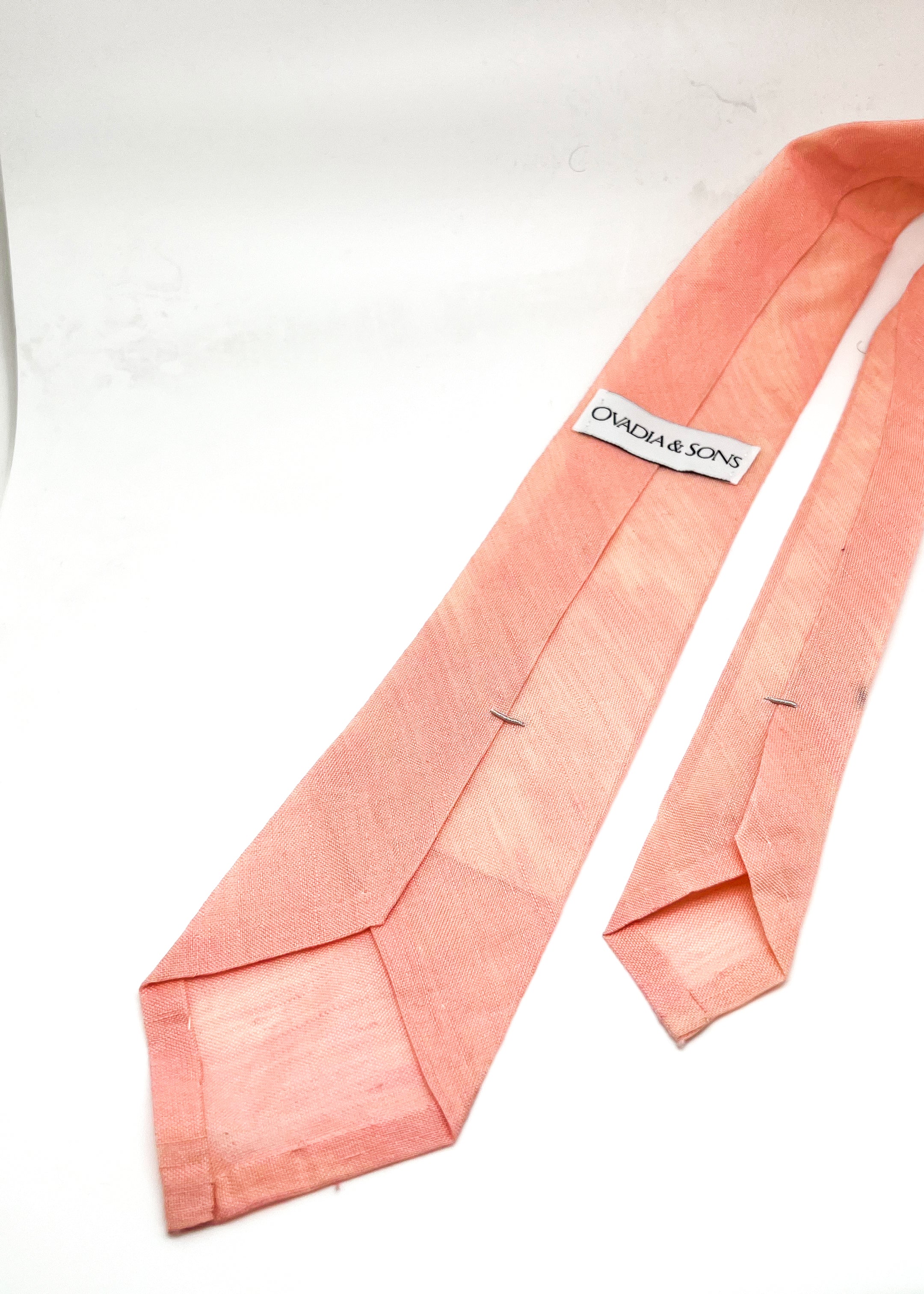 $165 OVADIA & SONS - LINEN Salmon Pink Solid - Tie