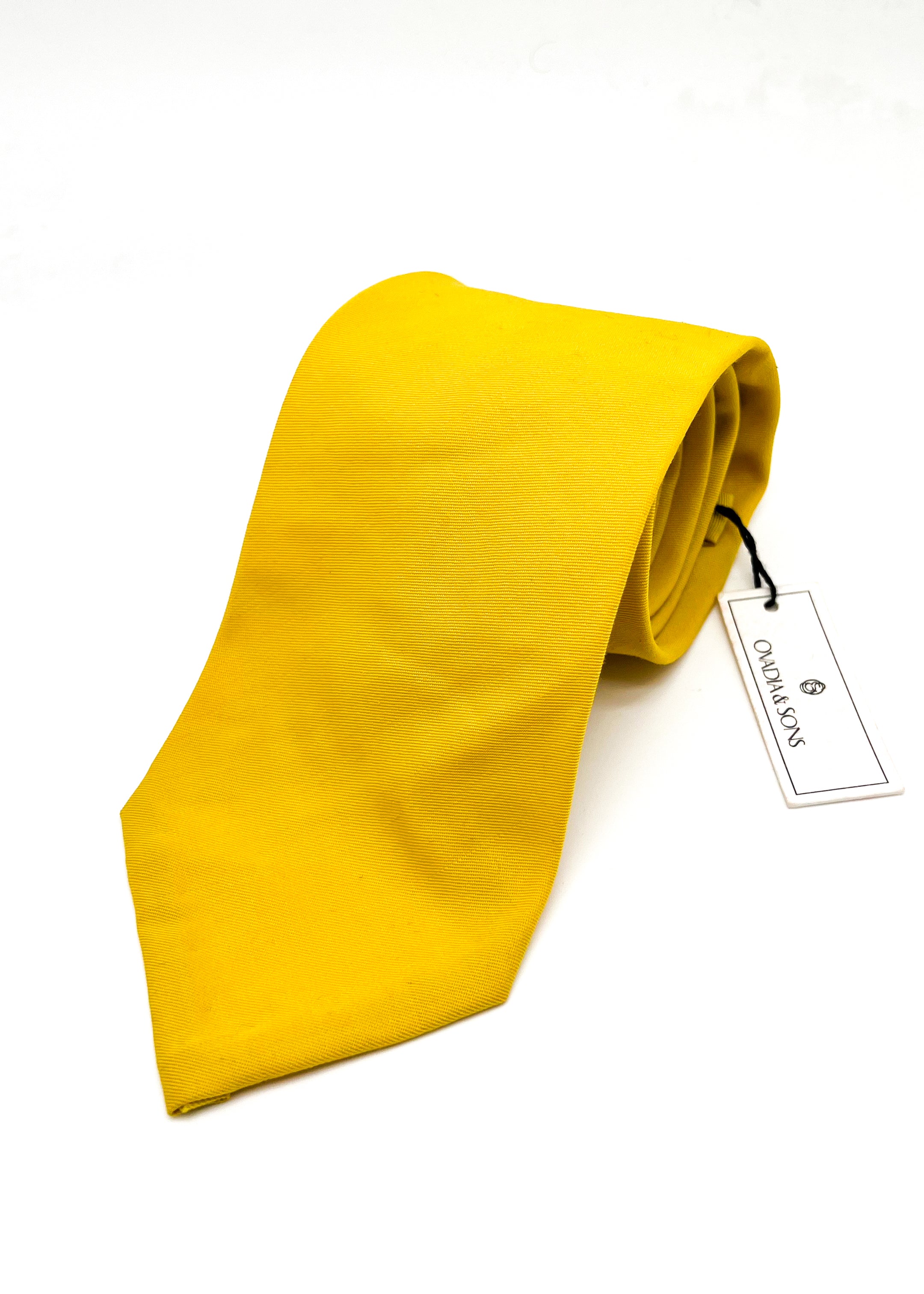 $165 OVADIA & SONS - PURE WOOL Yellow Woven Solid - Tie