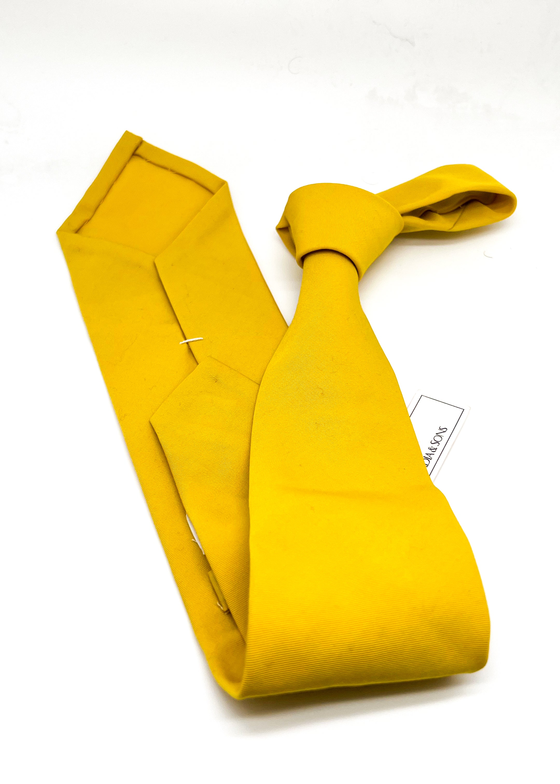 $165 OVADIA & SONS - PURE WOOL Yellow Woven Solid - Tie